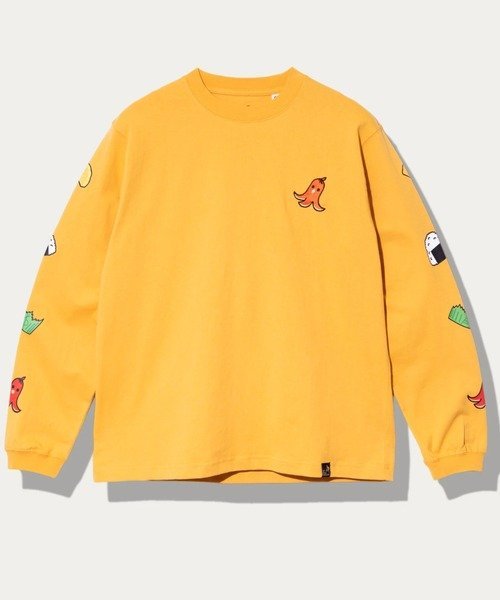 USA/C お弁当柄 ロングスリーブ TEE (MENS) ゴースローキャラバン トップス カットソー・Tシャツ イエロー ホワイト ネイビー