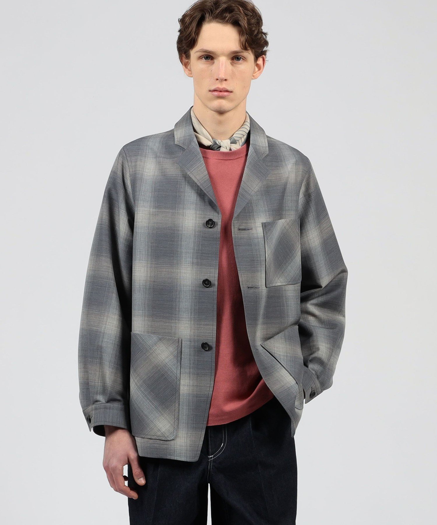 TOMORROWLAND MEN 【別注】PENDLETON ウールオンブレーチェック トップスタージャケット トゥモローランド ジャケット・アウター テーラードジャケット・ブレザー カーキグリーン グレー【送料無料】