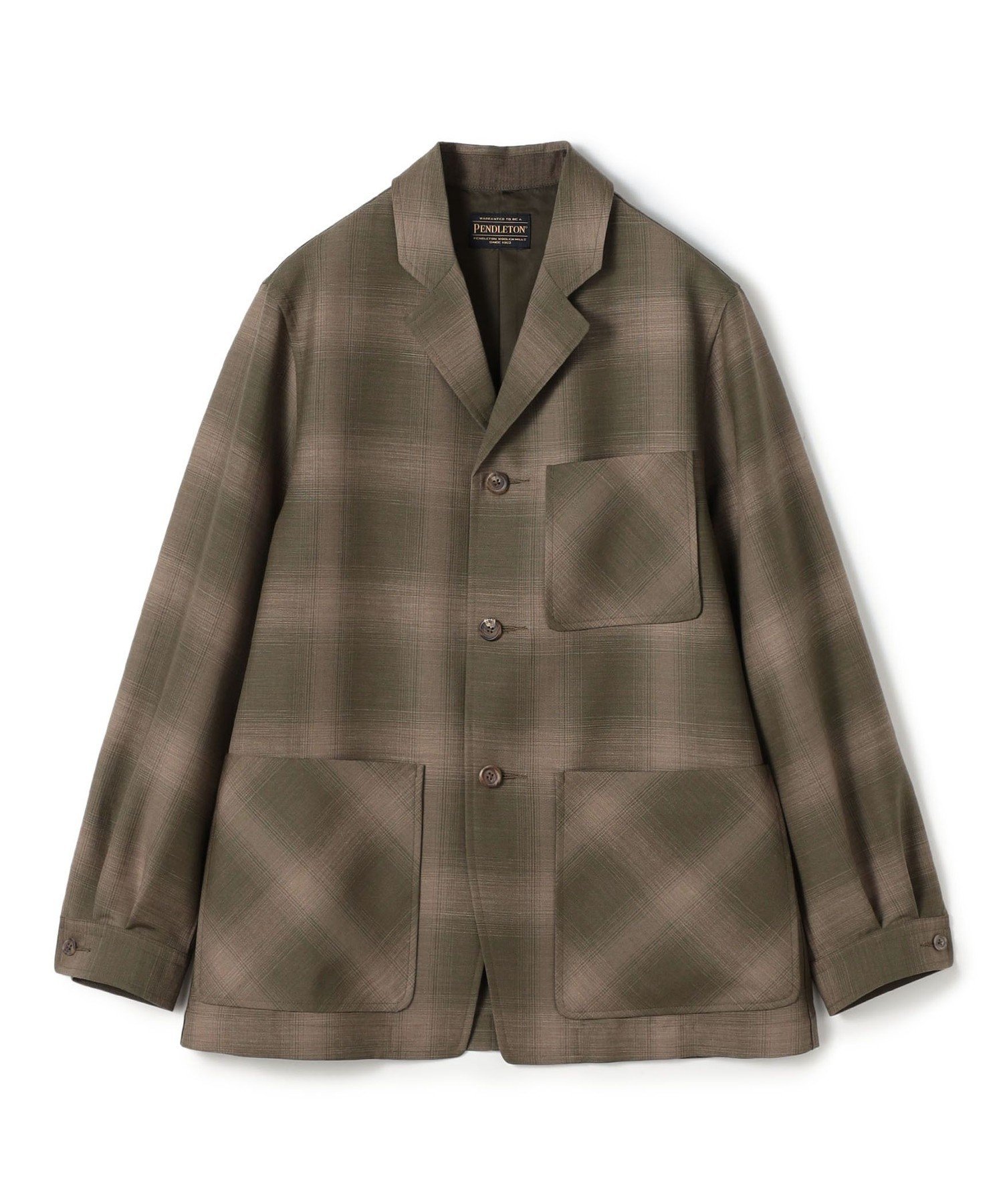 TOMORROWLAND MEN 【別注】PENDLETON ウールオンブレーチェック トップスタージャケット トゥモローランド ジャケット・アウター テーラードジャケット・ブレザー カーキグリーン グレー【送料無料】