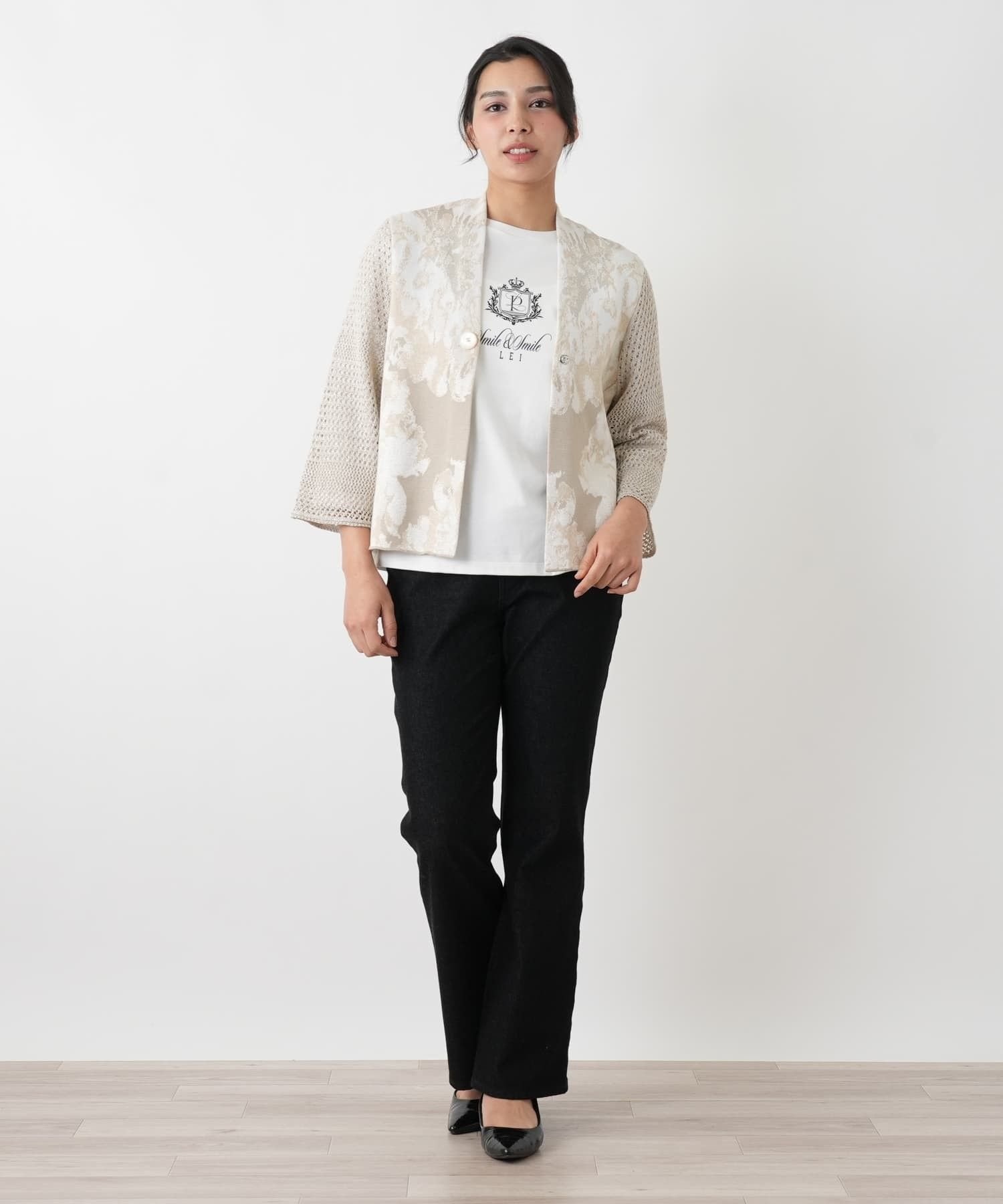 Leilian PLUS HOUSE ジャケット【CINZIA CALDI】 レリアン プラスハウス ジャケット・アウター テーラードジャケット・ブレザー ブルー ベージュ