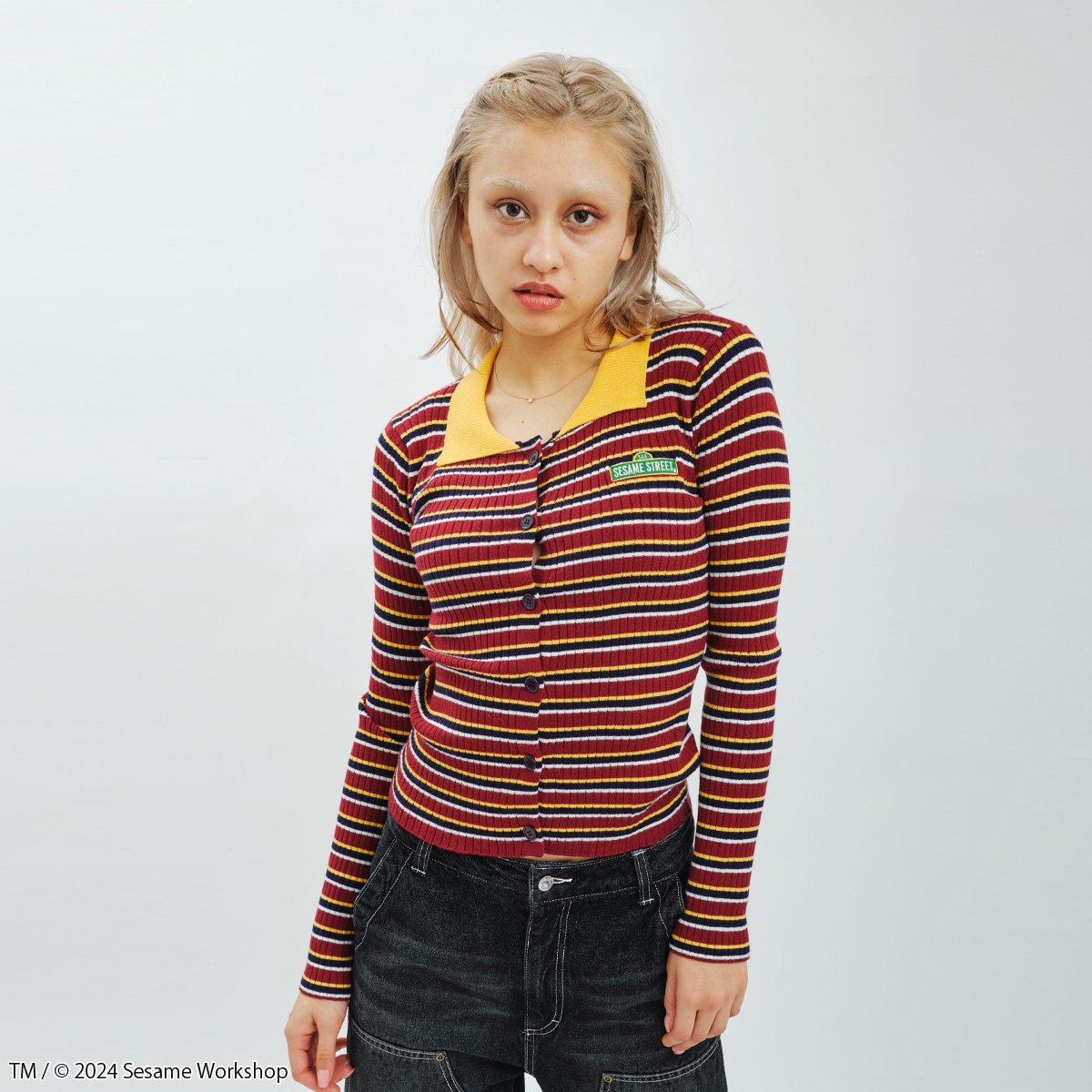 atmos pink atmos pink meets SESAME STREET Border Knit Tops YELLOW X RED アトモス トップス ニット【送料無料】