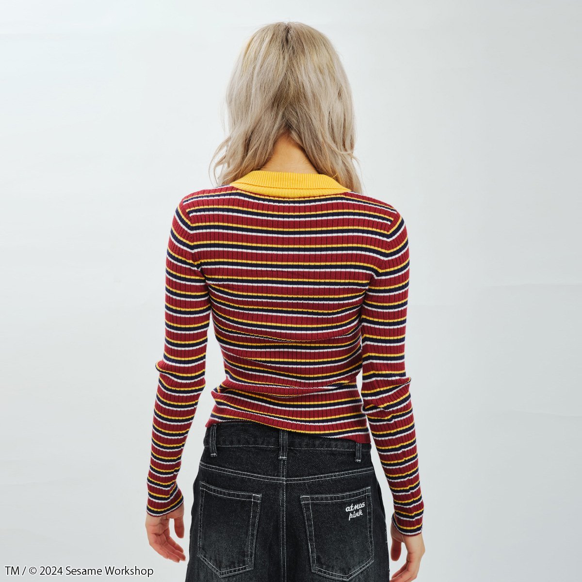 atmos pink atmos pink meets SESAME STREET Border Knit Tops YELLOW X RED アトモス トップス ニット