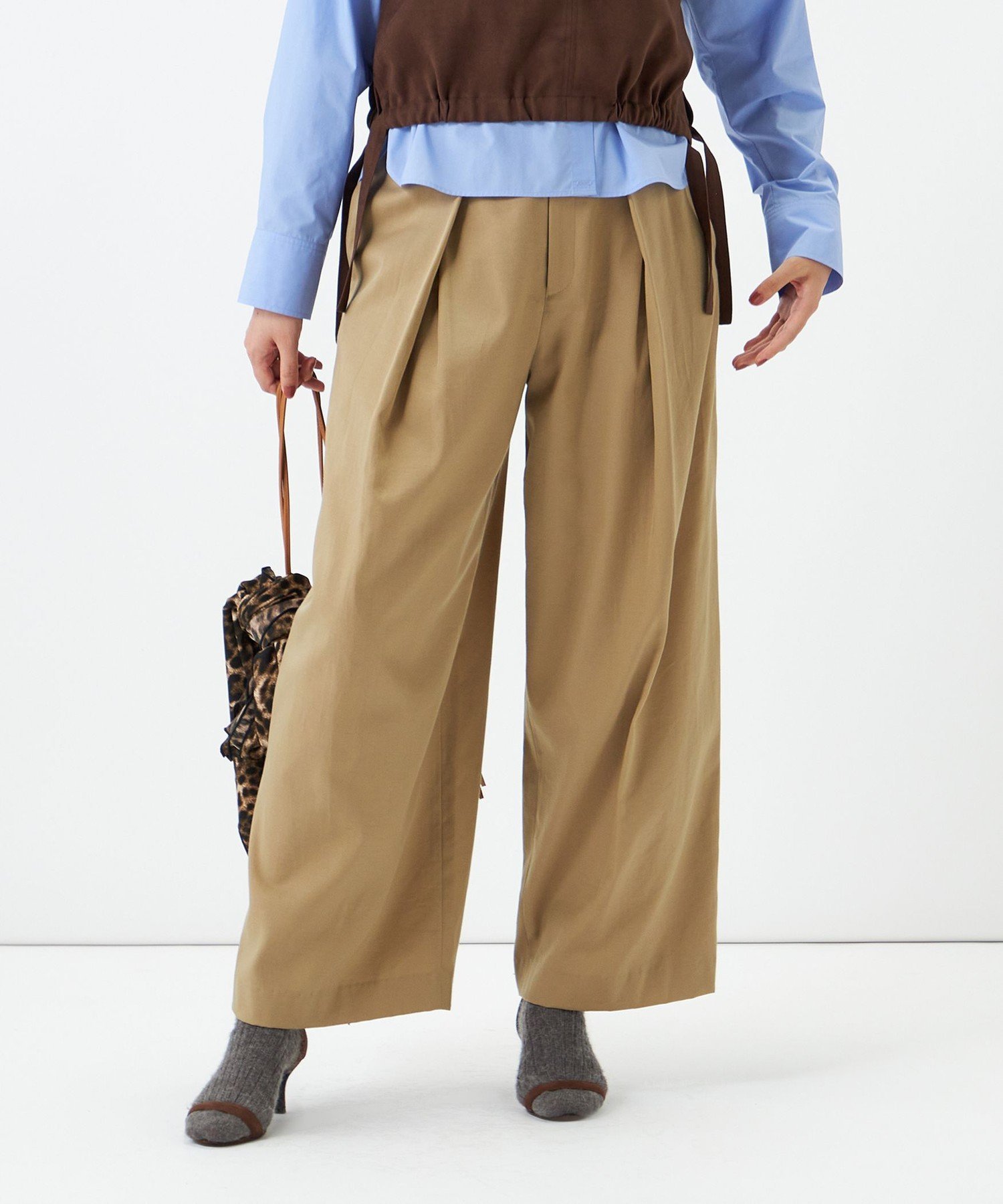 【一部WEB限定サイズ】ウォッシャブルロビンソンツイルデザインパンツ ノーリーズ パンツ その他のパンツ ブラウン ベージュ ブラック