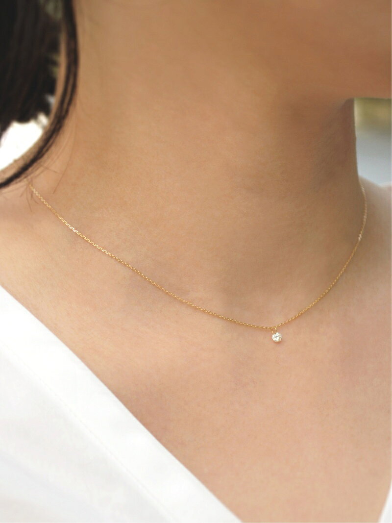 . anq./(W)【anq.】K18・0.1ctダイヤ レーザーホール ダイヤモンドネックレス クークロワッサン アクセサリー・腕時計 ネックレス ブルー