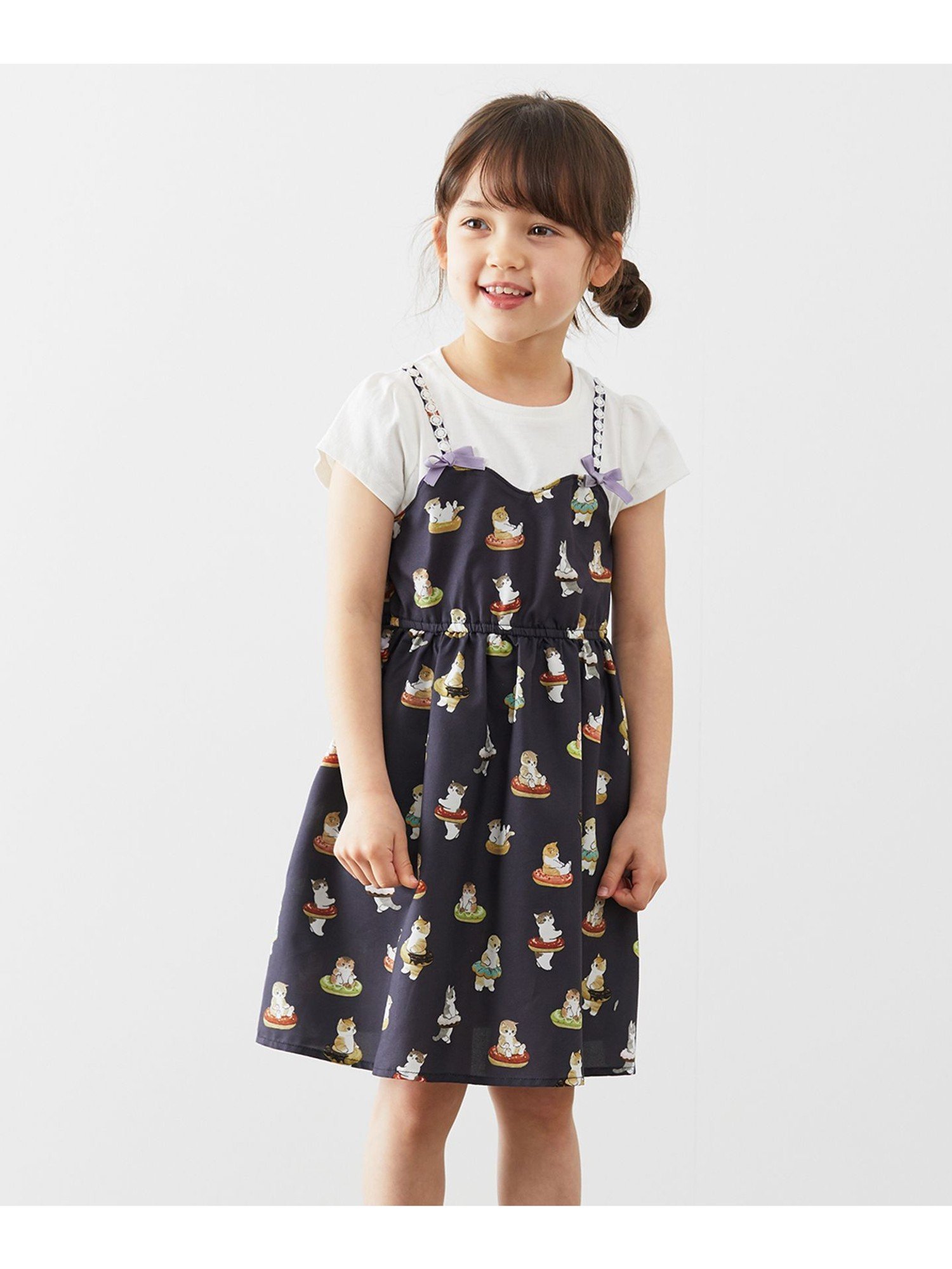 any FAM KIDS 【mofusand*any FAM】ドッキングワンピース エニィファム ワンピース・ドレス シャツワンピース ネイビー パープル【送料無料】のサムネイル