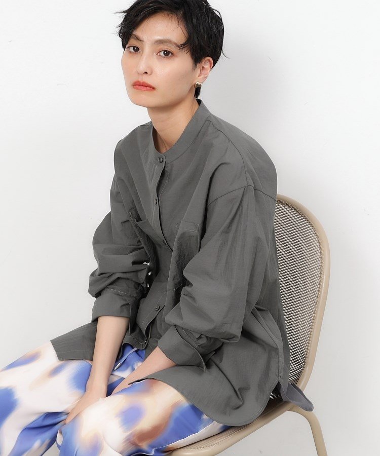 【SALE／40%OFF】OPAQUE.CLIP ダブルポケットシアーシャツ【洗濯機洗い可】 オペークドットクリップ トップス シャツ・ブラウス グレー グリーン イエローのサムネイル