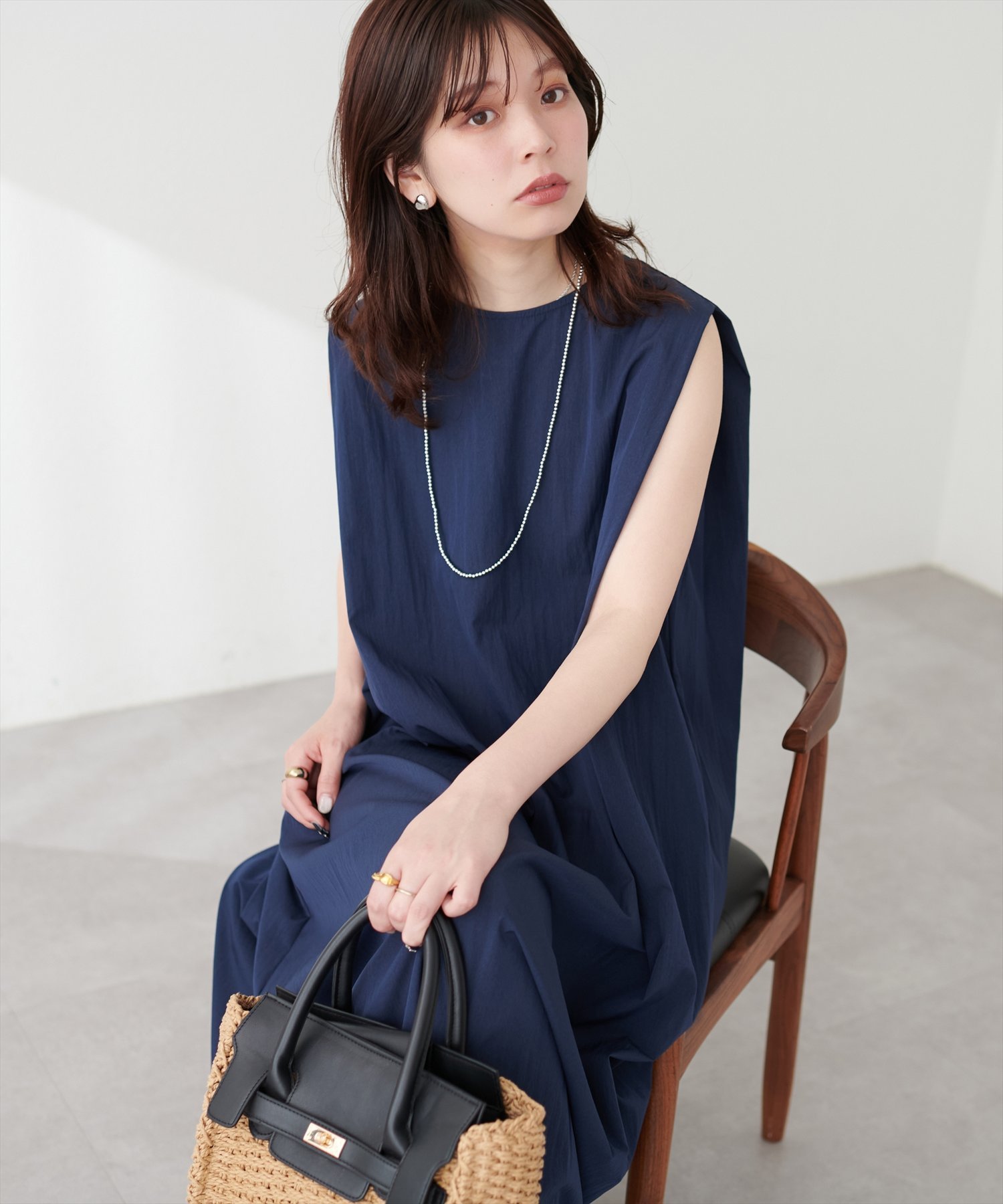 【SALE／40%OFF】natural couture 【ako】骨ストさんのベルト付きノースリワンピース ナチュラルクチュール ワンピース・ドレス その他のワンピース・ドレス グリーン ネイビー パープル レッドのサムネイル