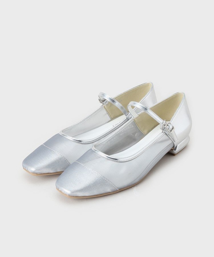 【SALE／20%OFF】OPAQUE.CLIP 【抗菌防臭加工/長さ調整可能】チュールコンビシアーメリージェーン オペークドットクリップ シューズ・靴 パンプス ブラック シルバー【送料無料】のサムネイル