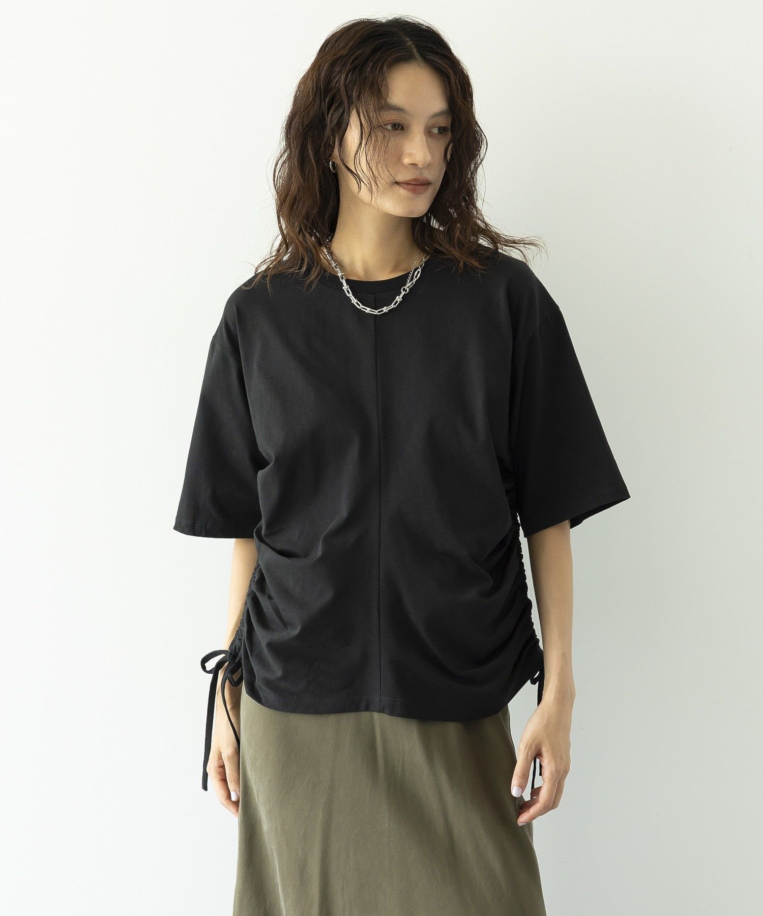 脇ドロストハーフスリーブプルオーバー ガレージ オブ グッド クロージング トップス カットソー・Tシャツ ブラック グレー ホワイト