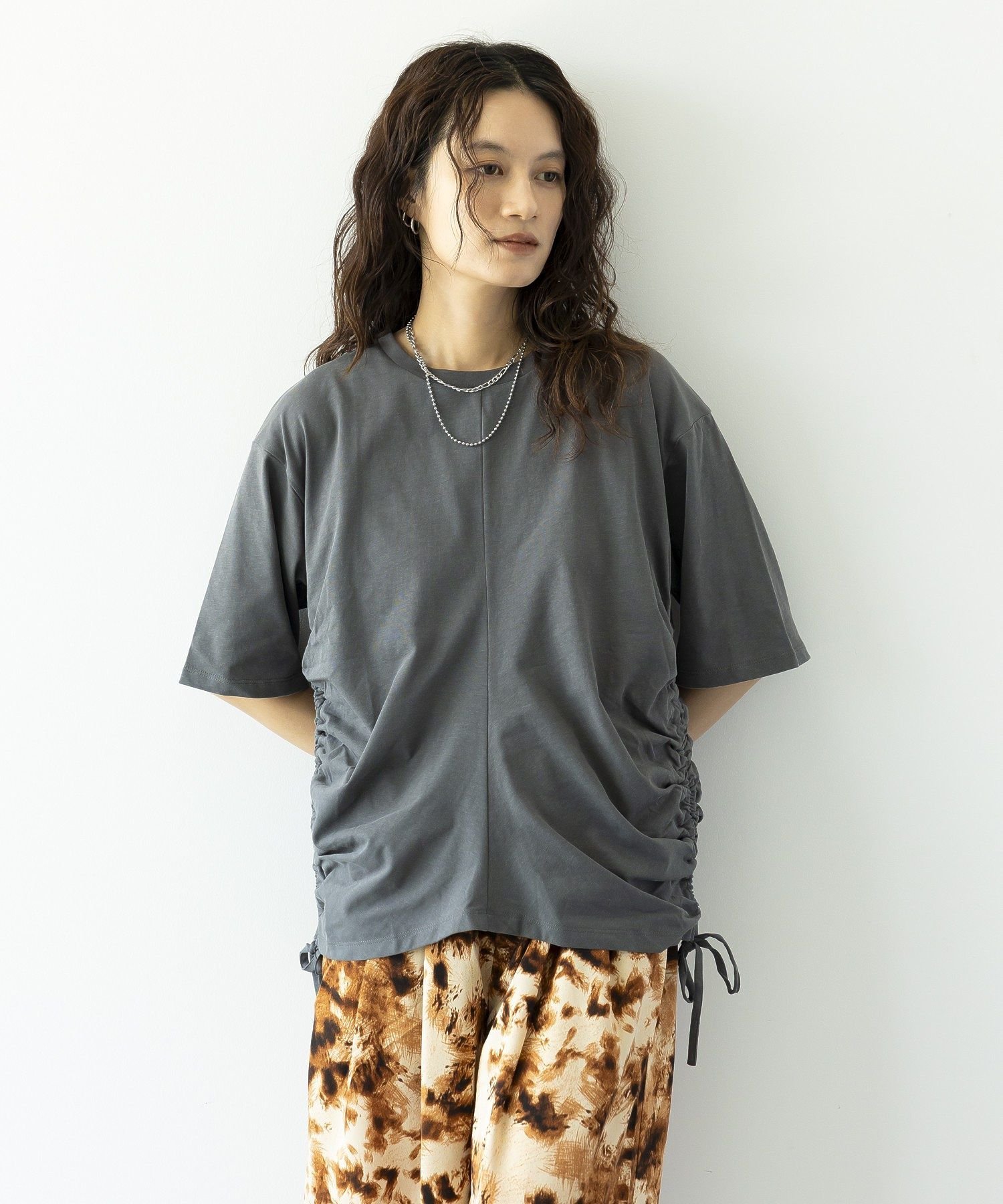 脇ドロストハーフスリーブプルオーバー ガレージ オブ グッド クロージング トップス カットソー・Tシャツ ブラック グレー ホワイト