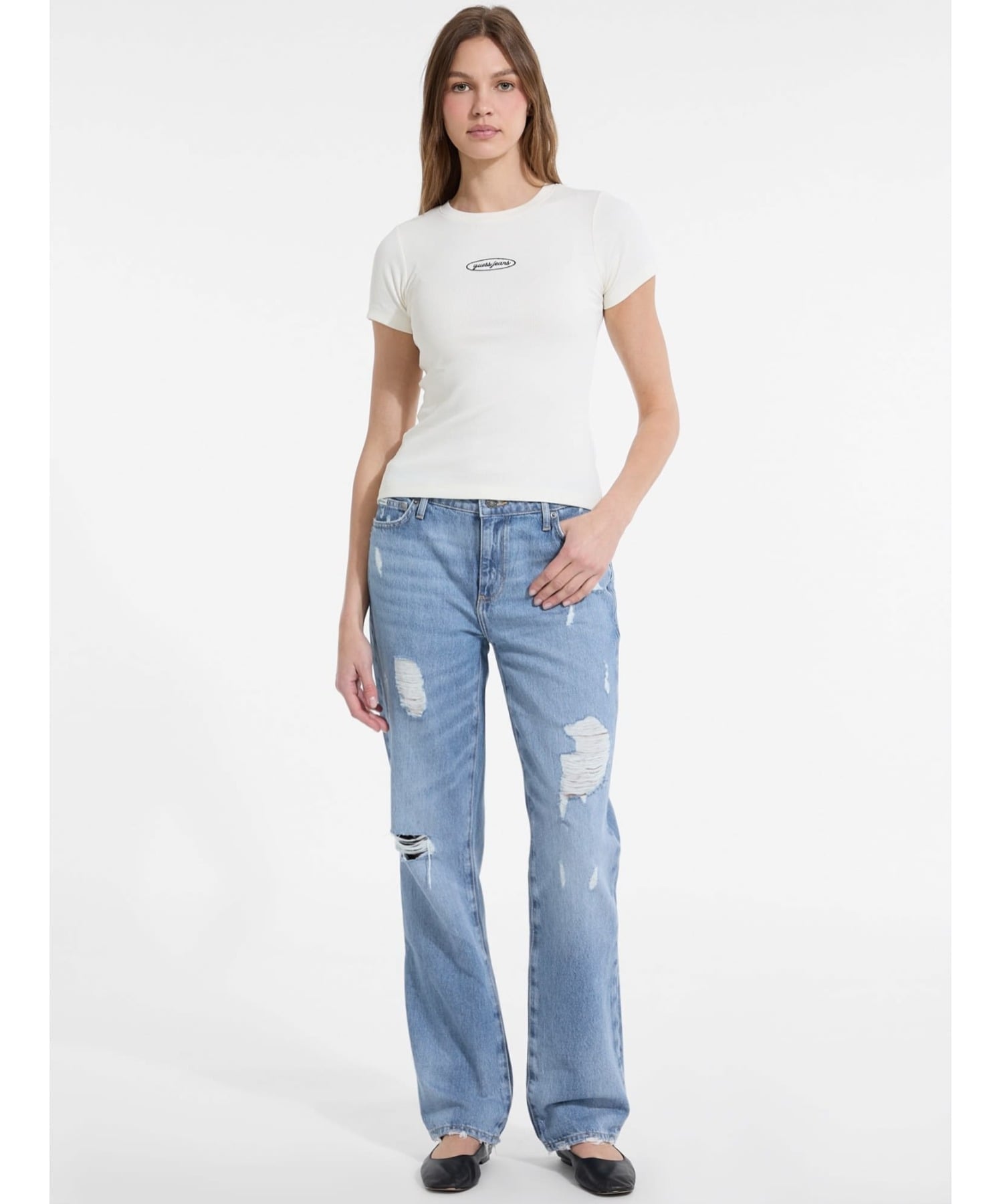 GUESS JEANS デニム ストレートジーンズ (W)G08 Mid Rise Straight ゲス パンツ ジーンズ・デニムパンツ ブルー
