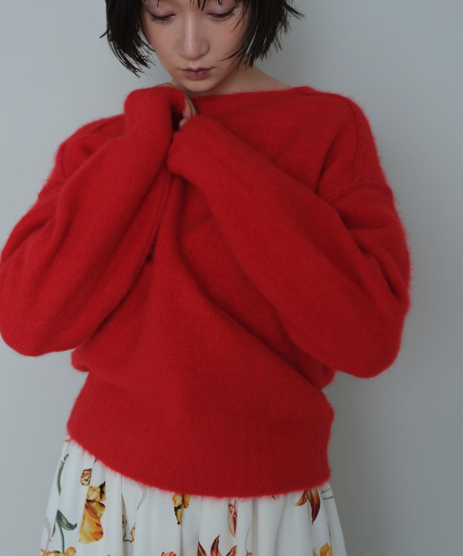 EMMEL REFINES ＜EMMEL REFINES＞EM FOX/W/CA ニットプルオーバー ユナイテッドアローズ グリーンレーベルリラクシング トップス ニット レッド グレー パープル【送料無料】のサムネイル