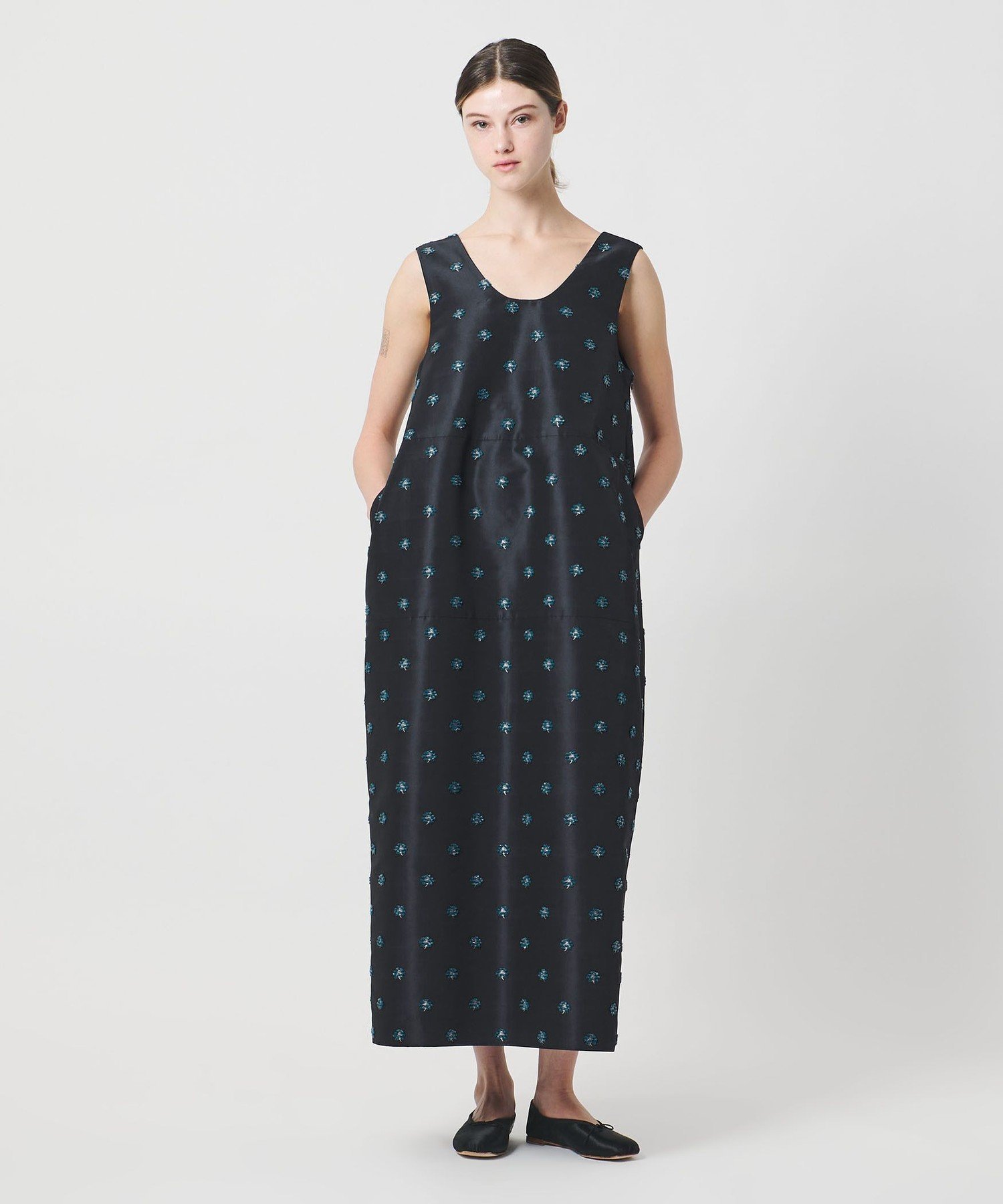 ＜LOEFF＞ピンポンツリースポンジ ジャガード ワンピース ユナイテッドアローズ ワンピース・ドレス ワンピース ネイビー
