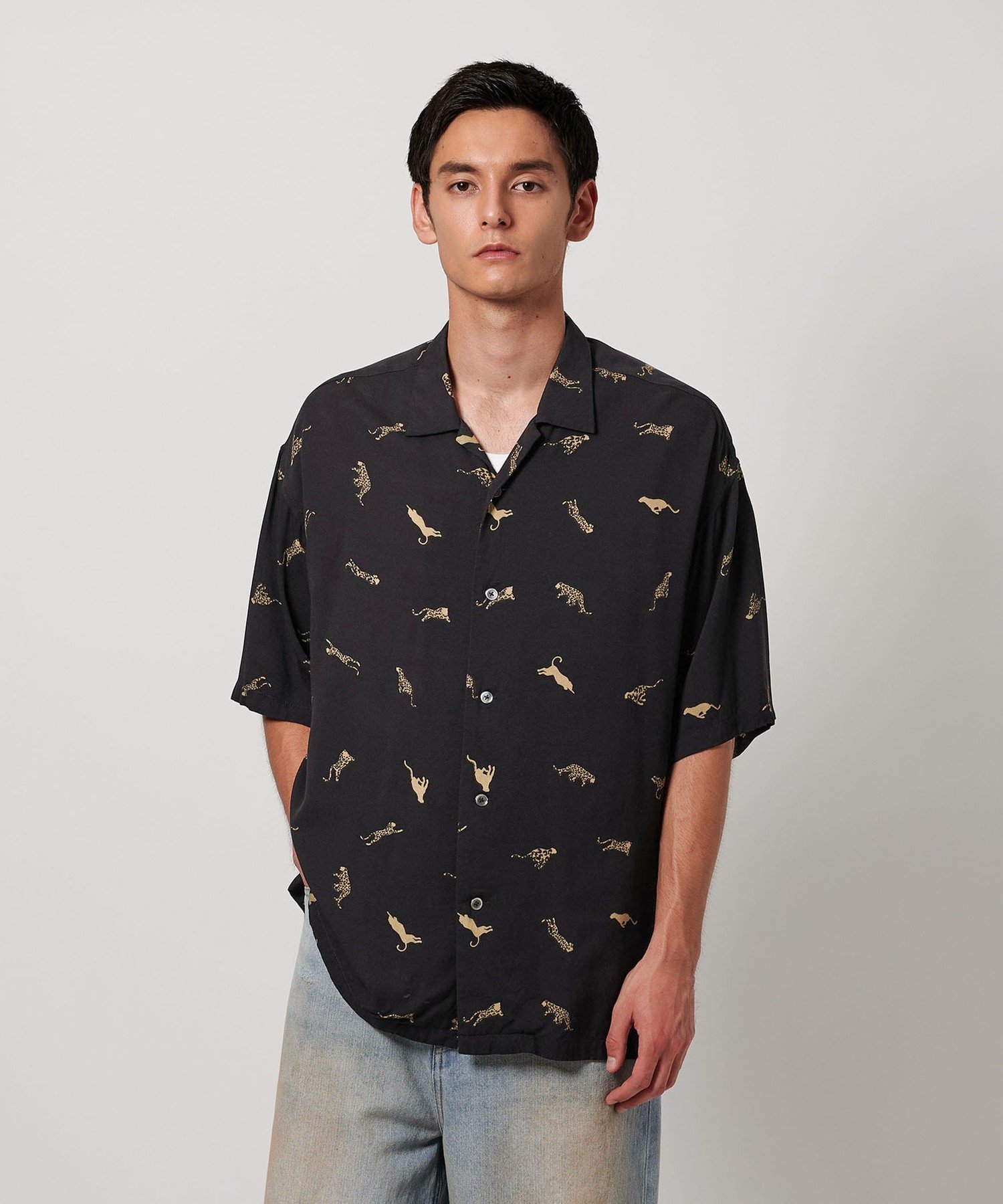 【SALE／40%OFF】monkey time BEAUTY&YOUTH UNITED ARROWS ＜PARIS AUTHENTIQUE * monkey time＞ プリント オープンカラー シャツ ユナイテッドアローズ アウトレット トップス シャツ・ブラウス ブラック ブラウン【送料無料】