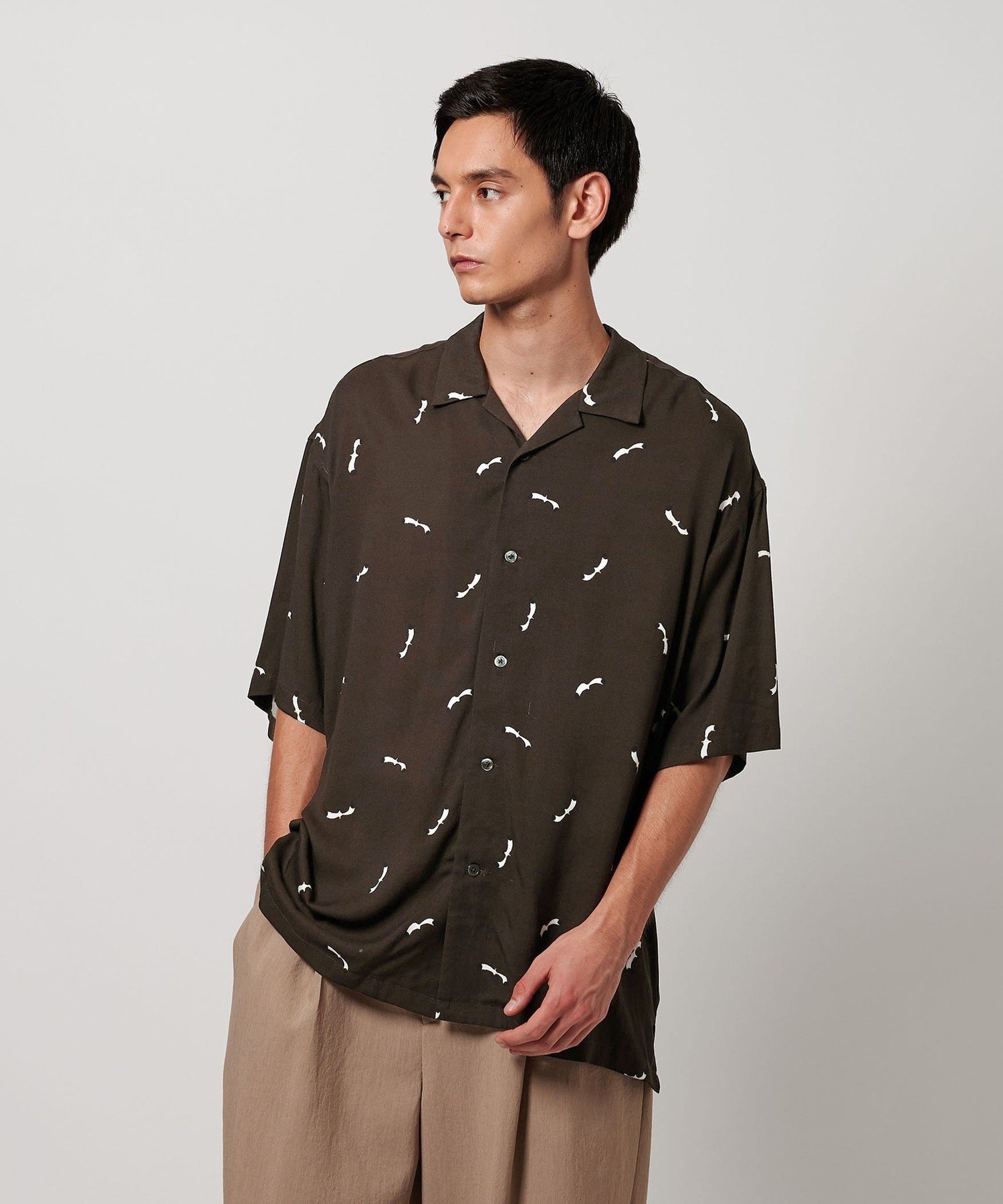 【SALE／40%OFF】monkey time BEAUTY&YOUTH UNITED ARROWS ＜PARIS AUTHENTIQUE * monkey time＞ プリント オープンカラー シャツ ユナイテッドアローズ アウトレット トップス シャツ・ブラウス ブラック ブラウン【送料無料】