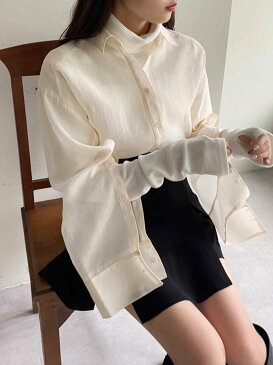 【SALE/20%OFF】one after another NICE CLAUP 袖口マルチウェイシアーシャツ ワンアフターアナザー ナイスクラップ トップス シャツ・ブラウス ホワイト グレー ブラック ブラウン ピンク【送料無料】