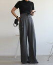 【SALE/30%OFF】aimoha aimoha/3WAYタック入りワイドスラックス アイモハ パンツ スラックス・ドレスパンツ ブラウン グレー ブラック