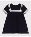 PETIT BATEAU セーラーカラー半袖ワンピース プチバトー ワンピース ドレス ワンピース ネイビー ピンク【送料無料】