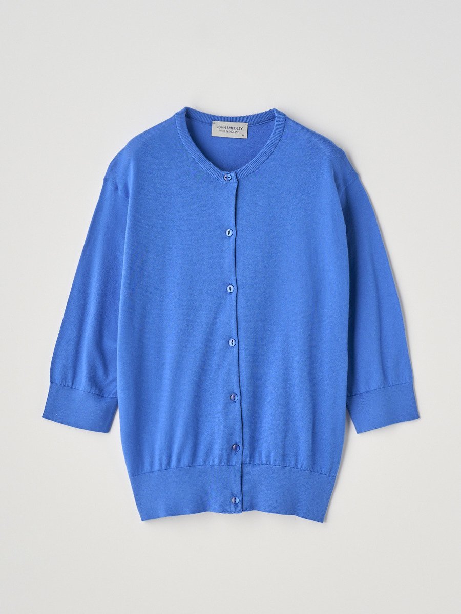 ジョンスメドレー トップス レディース JOHN SMEDLEY Crew neck 1/2 length sleeved Cardigan ｜ S4575 ｜ 30G ジョンスメドレー トップス ニット ブルー【送料無料】