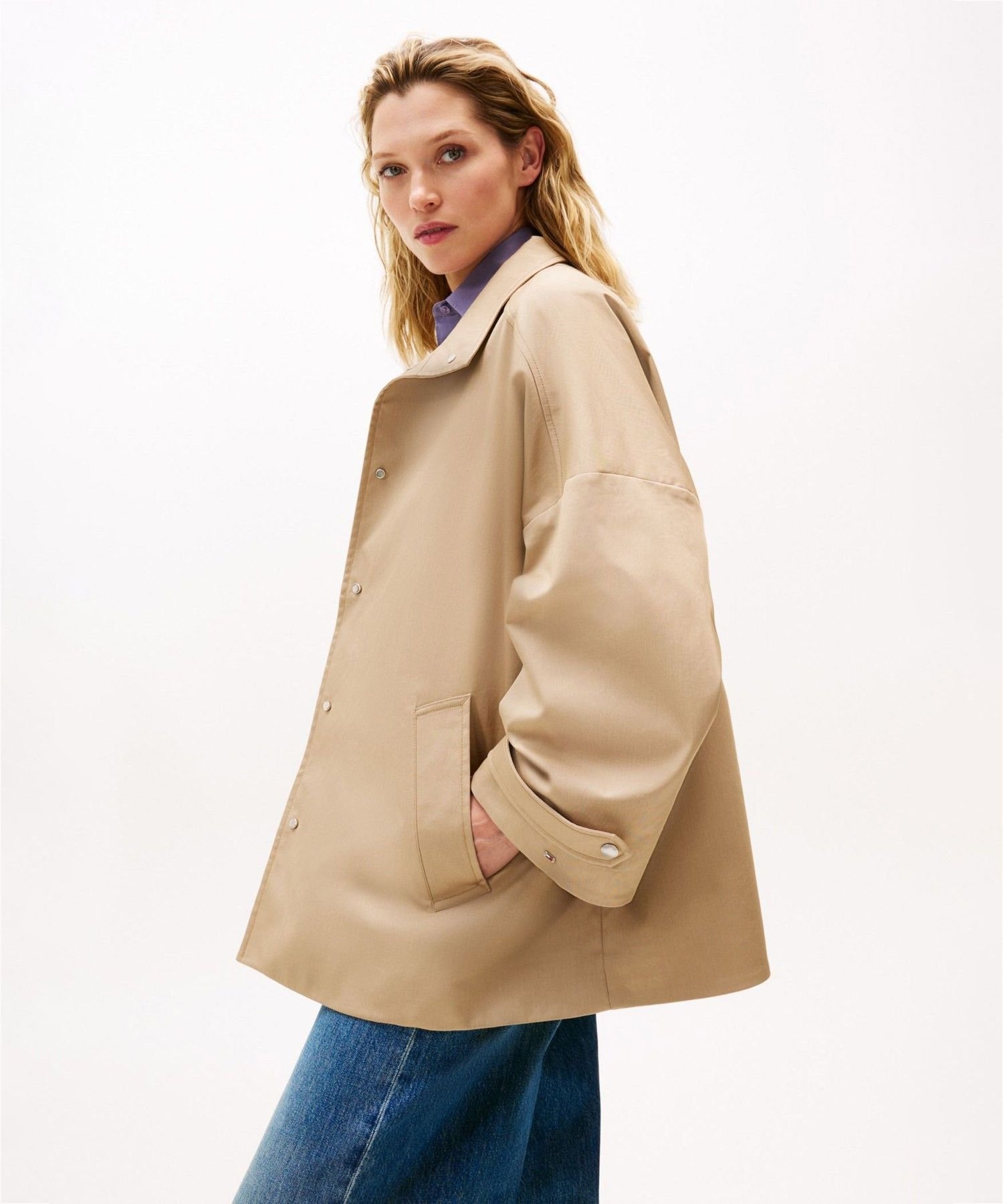【SALE／30%OFF】TOMMY HILFIGER コットンブレンドリラックスジャケット トミーヒルフィガー ジャケット・アウター ブルゾン・ジャンパー ベージュ【送料無料】