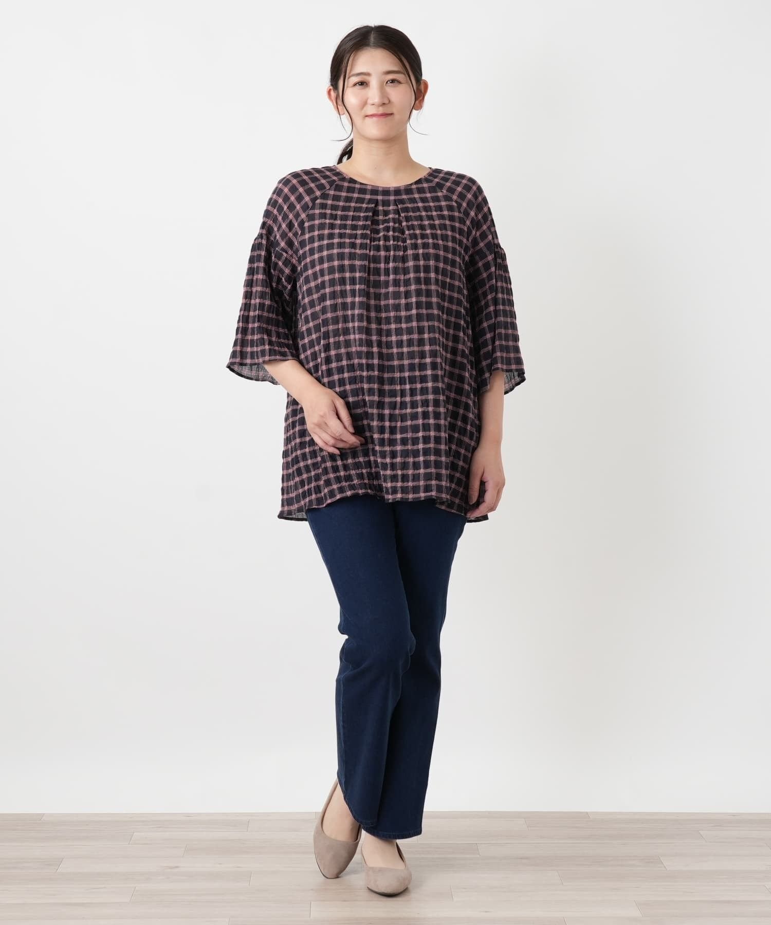 Leilian PLUS HOUSE ブラウス【Leilian WHITE LABEL】 レリアン プラスハウス トップス シャツ・ブラウス ネイビー