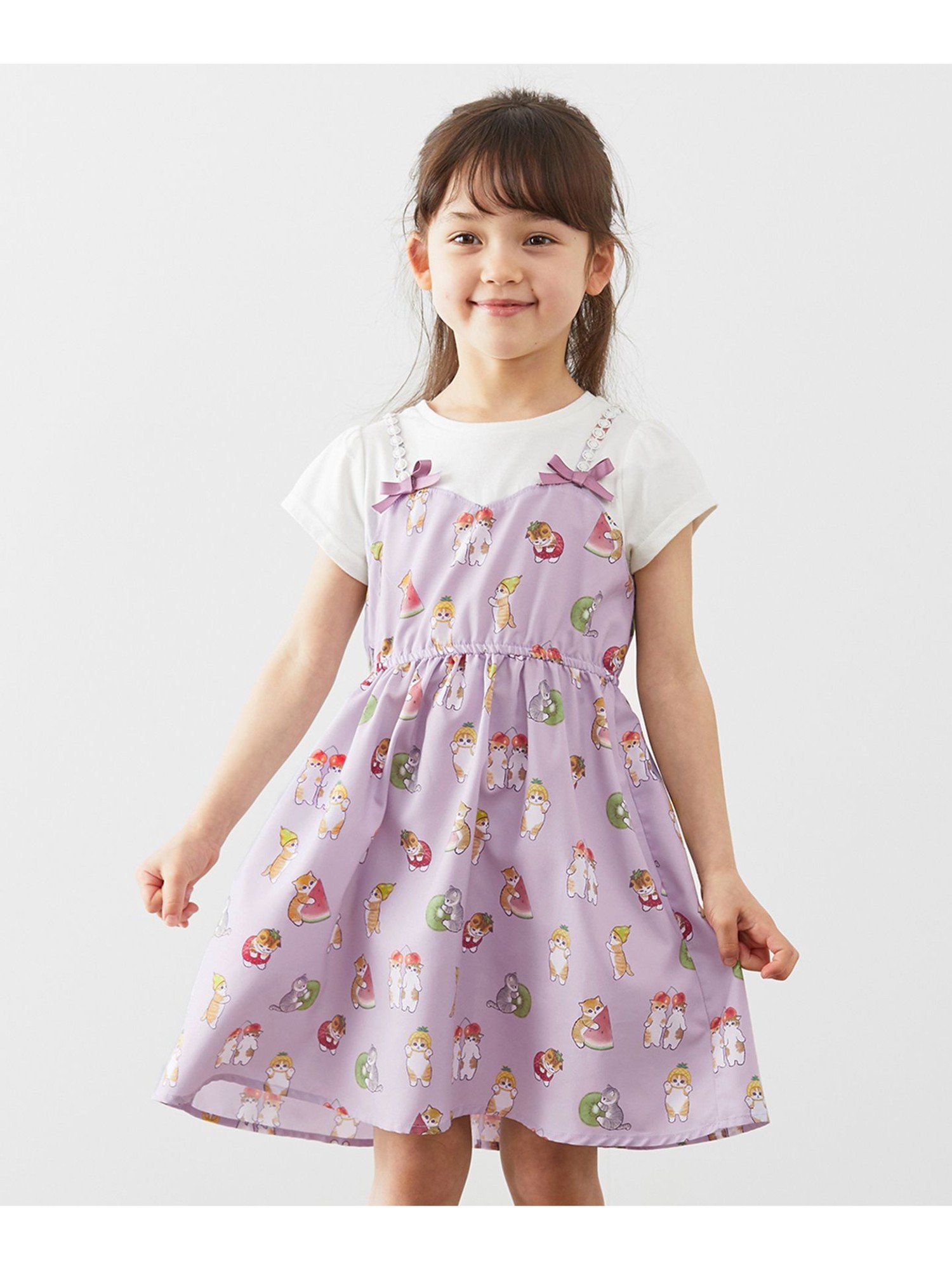 any FAM KIDS 【mofusand*any FAM】ドッキングワンピース エニィファム ワンピース・ドレス シャツワンピース パープル ネイビー【送料無料】のサムネイル