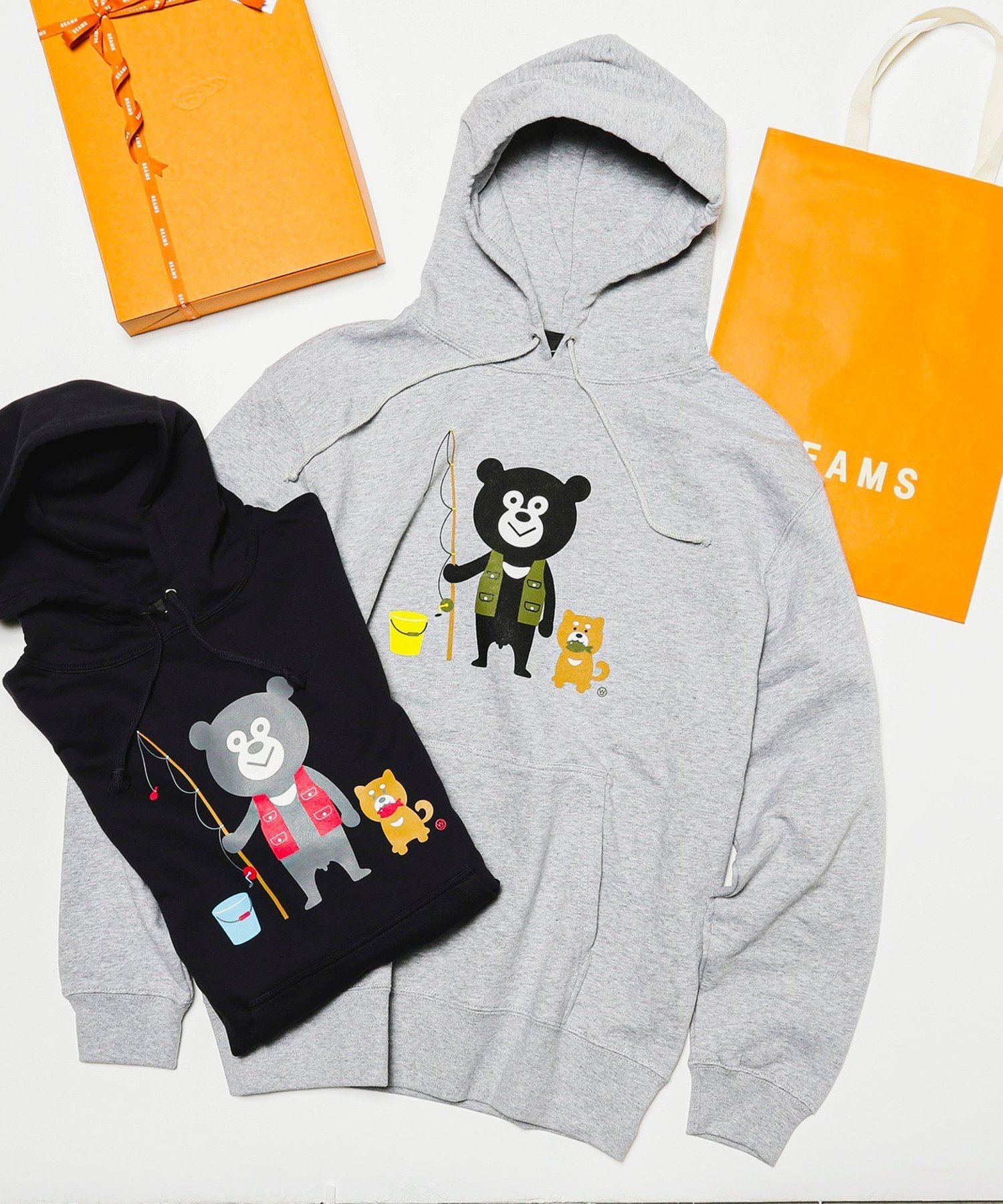 BEAMS T BEAMS T / フィッシュ ベアー スウェット パーカ ビームスT トップス スウェット・トレーナー グレー カーキ ネイビー【送料無料】