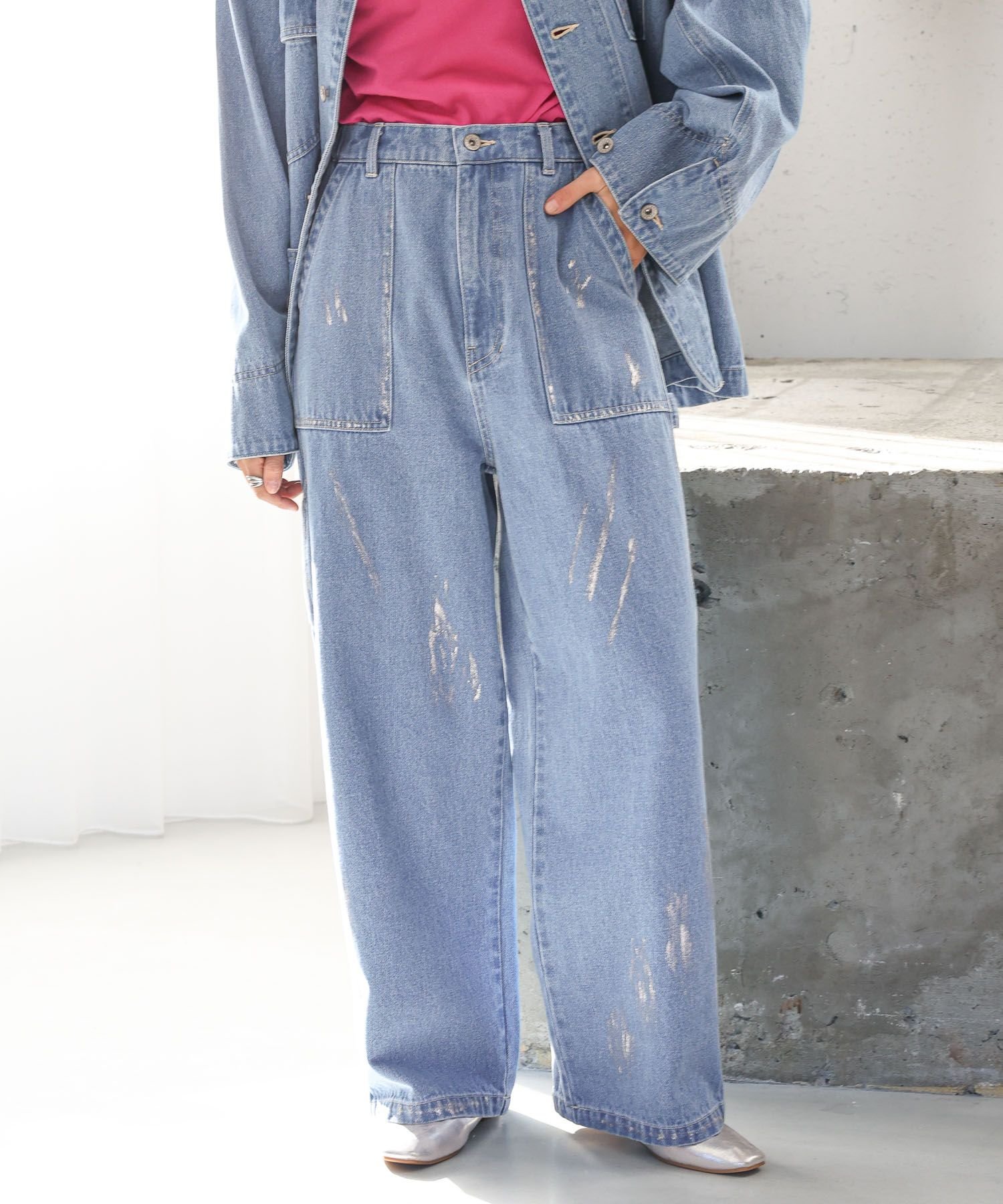 【SALE／50%OFF】LEPSIM 箔ペインターデニムパンツ レプシィム パンツ ジーンズ・デニムパンツ ブルーのサムネイル