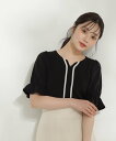 PROPORTION BODY DRESSING とろみバイカラーブラウス プロポーションボディドレッシング トップス シャツ ブラウス ブラック グレー ホワイト【送料無料】