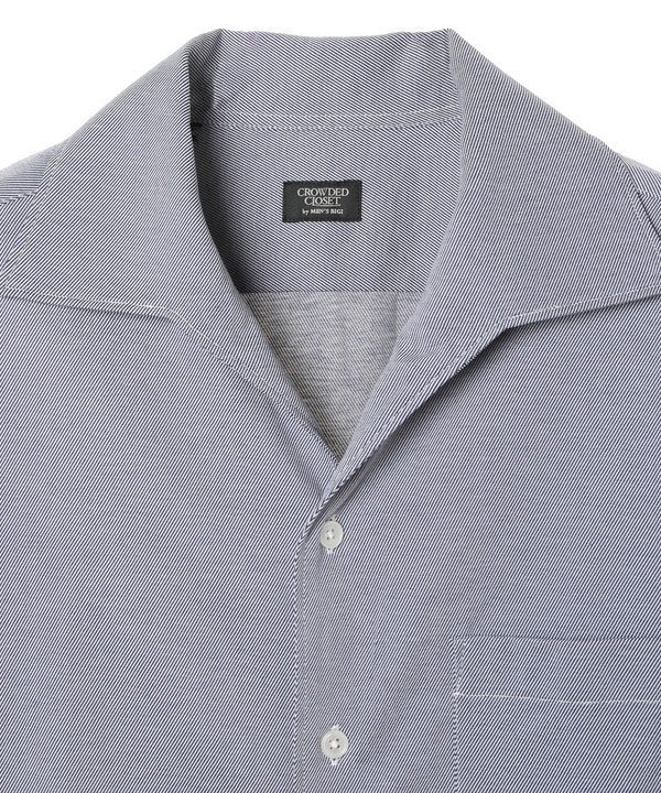 【SALE／50%OFF】CROWDED CLOSET ＜DISNOTICED/ディスノーティス＞ツイルジャージハーフスリーブシャツ メンズ ビギ トップス シャツ・ブラウス ネイビー ホワイト【送料無料】