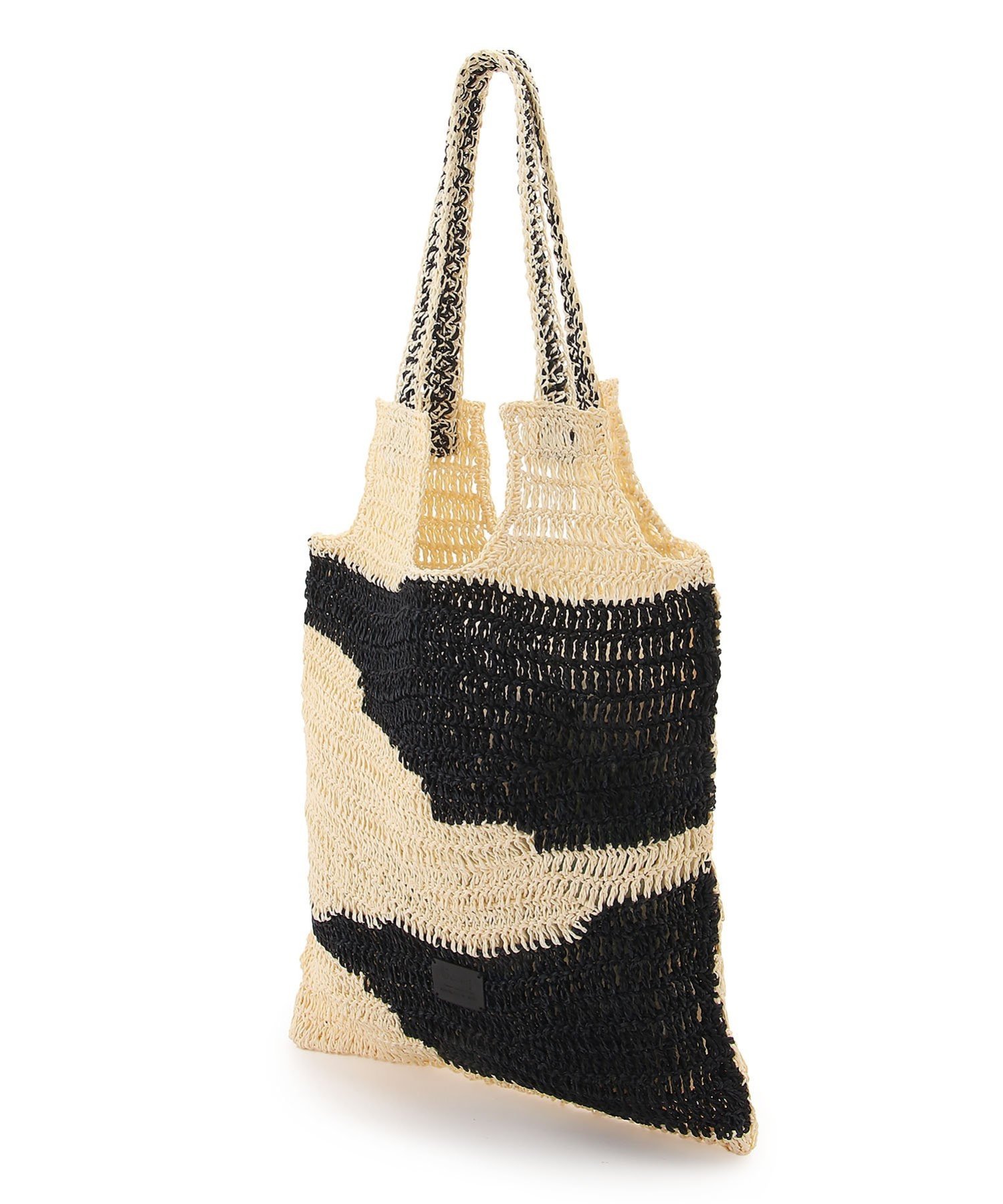 Swaraj Swaraj/(U)手編みラフィア BAG・ゼブラ柄 スワラージ バッグ トートバッグ ブラック