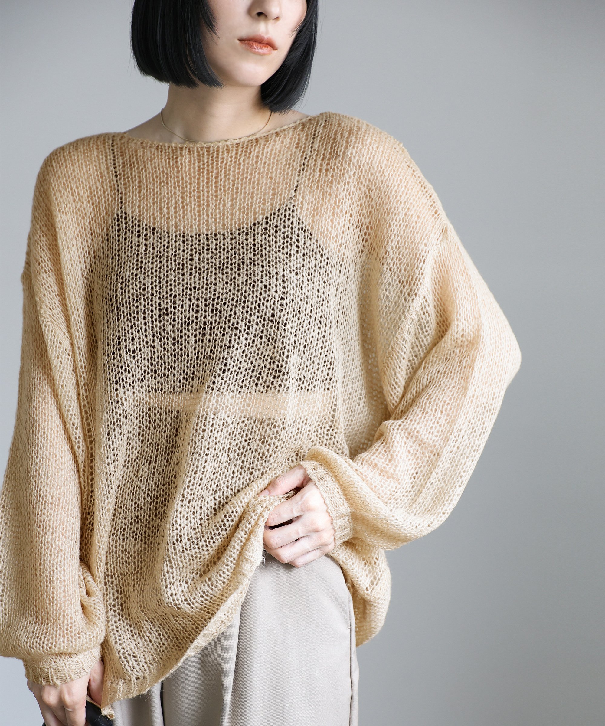 SELECT MOCA モヘアタッチローゲージシアープルオーバー セレクトモカ トップス ニット