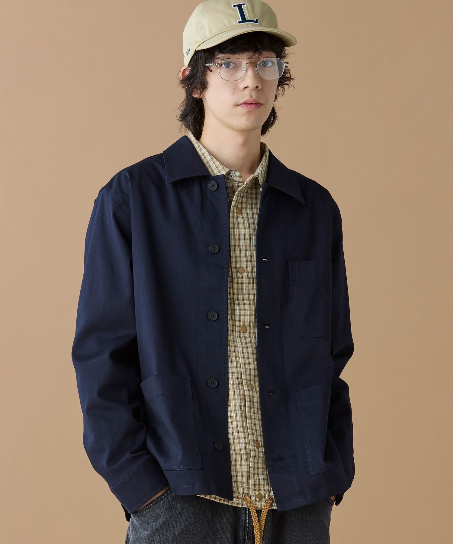 【SALE／40%OFF】LACOSTE コーデュロイカバーオールジャケット ラコステ ジャケット・アウター カバーオール・ワークジャケット ブラウン ネイビー【送料無料】