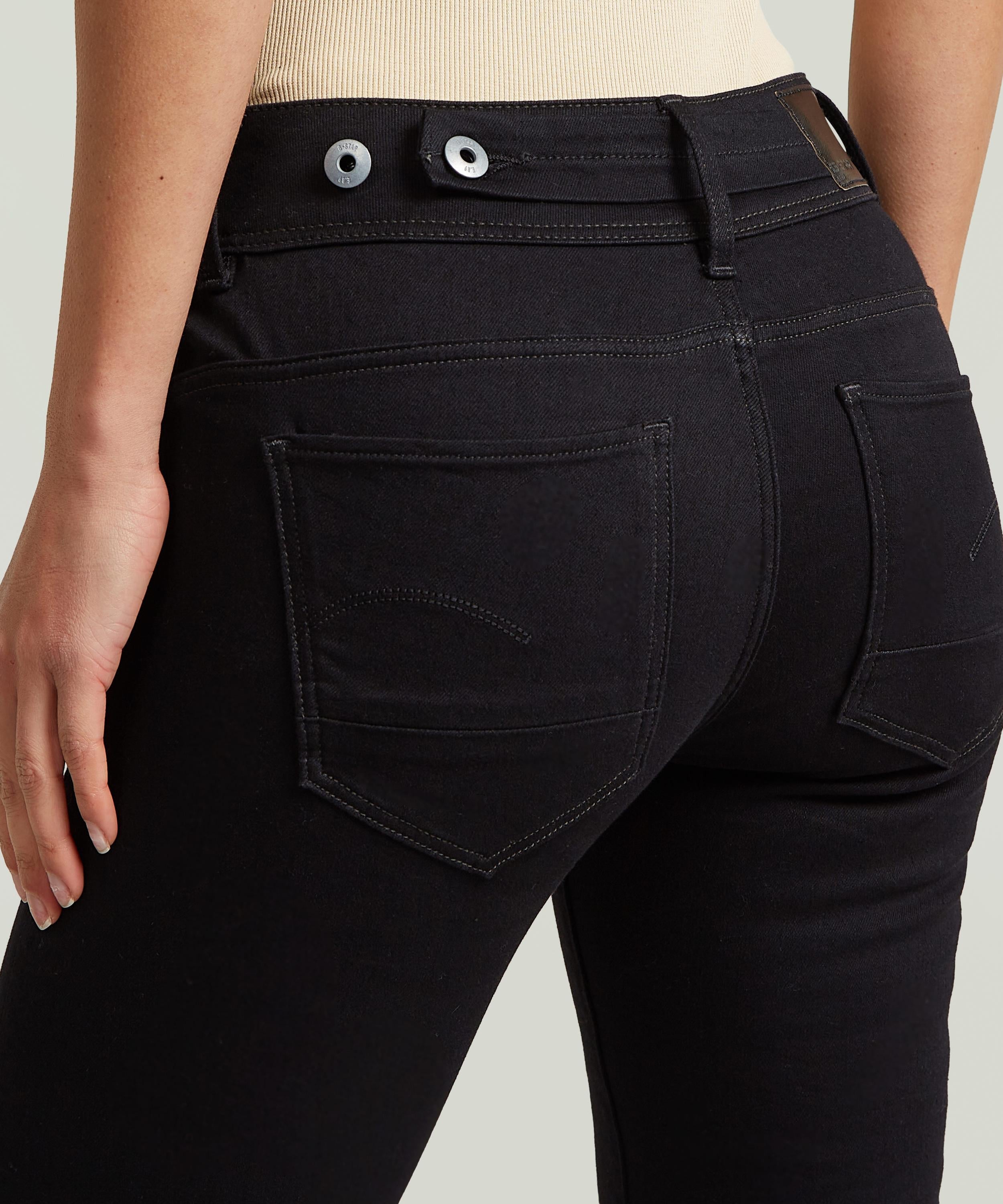 【公式ショップ】Midge Slim Straight Jeans/シンチバックディテールスリムストレートジーンズ ジースターロゥ パンツ ジーンズ・デニムパンツ ブラック