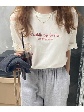 Girly Doll girlydoll/カラーロゴプリントTシャツ ドゥーラ ドゥーラ カットソー Tシャツ ネイビー ベージュ ホワイト