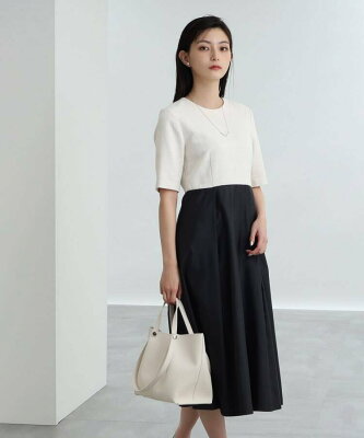 【SALE/76%OFF】INDIVI 【SETUP可能/セレモニー/通勤】ツィード切替コンビワンピース インディヴィ ワンピース・ドレス その他のワンピース・ドレス ホワイト グリーン【送料無料】