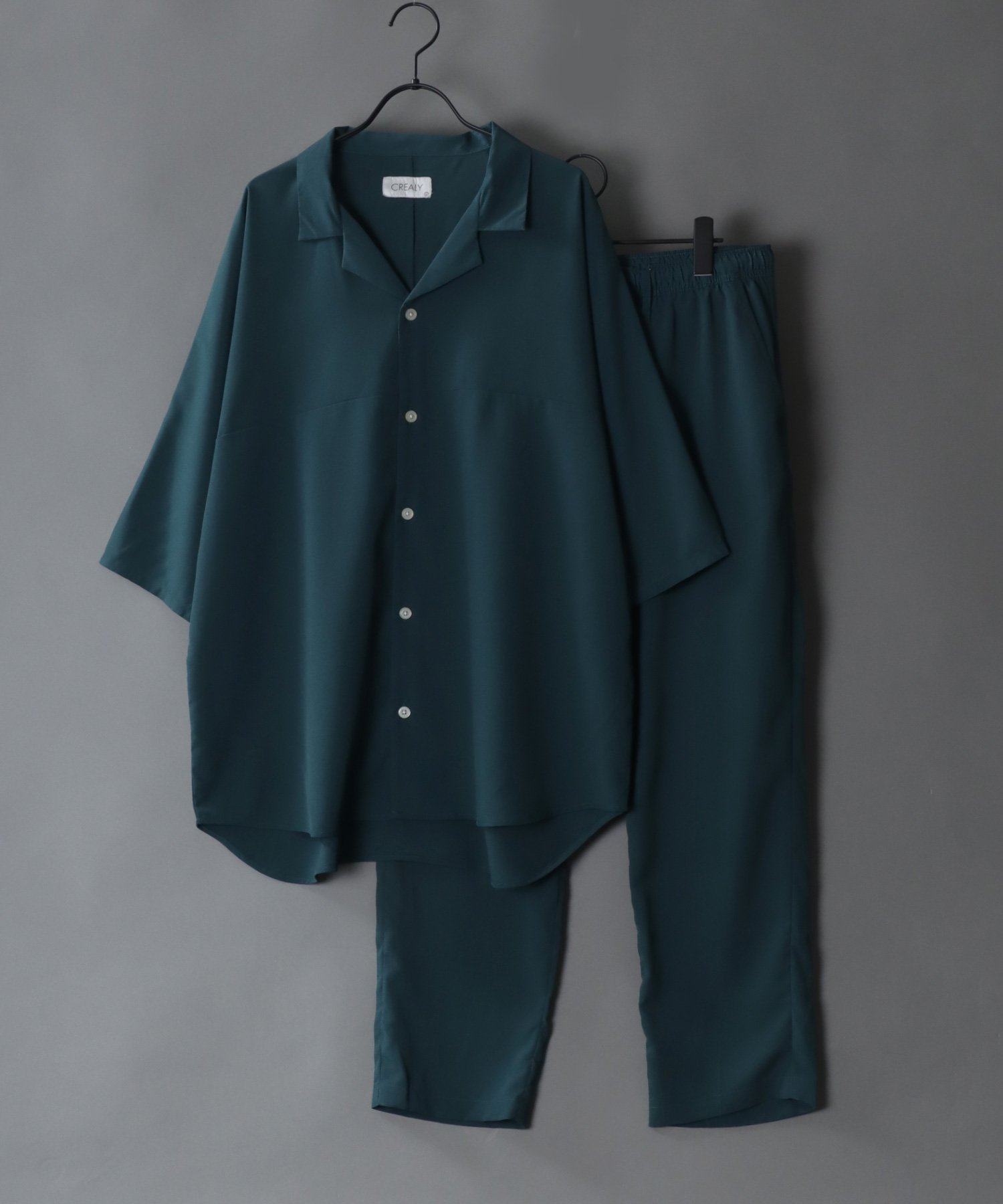 【SALE/42%OFF】CREALY セットアップ メンズ シャツ テーパードパンツ セット シトリー トップス その他のトップス ブルー グリーン ブラック...