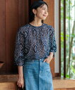 【SALE/40%OFF】23区 L 【洗える】オーナメントプリント ブラウス ニジュウサンク トップス シャツ・ブラウス グレー ネイビー【送料無料】