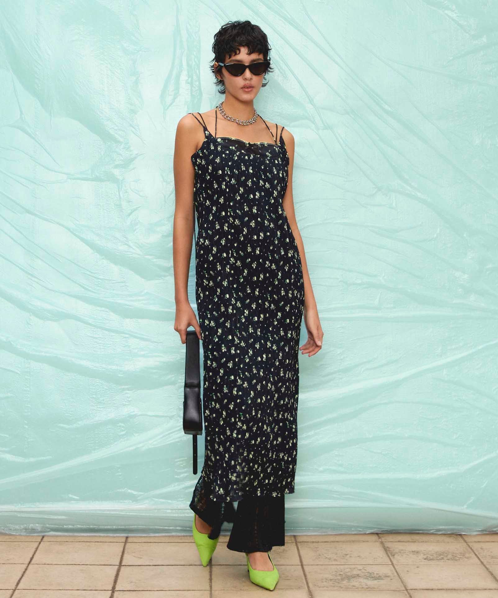 MAISON SPECIAL Small Flower Pleated Dress メゾンスペシャル ワンピース・ドレス ワンピース ブラック