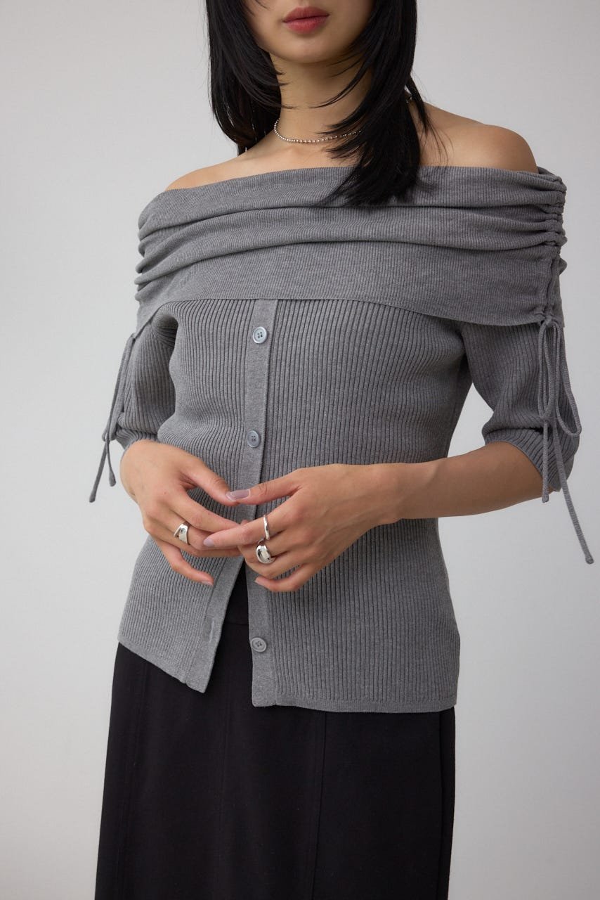 【SALE／50%OFF】AZUL BY MOUSSY 5分袖ギャザーオフショルニットトップス アズール...