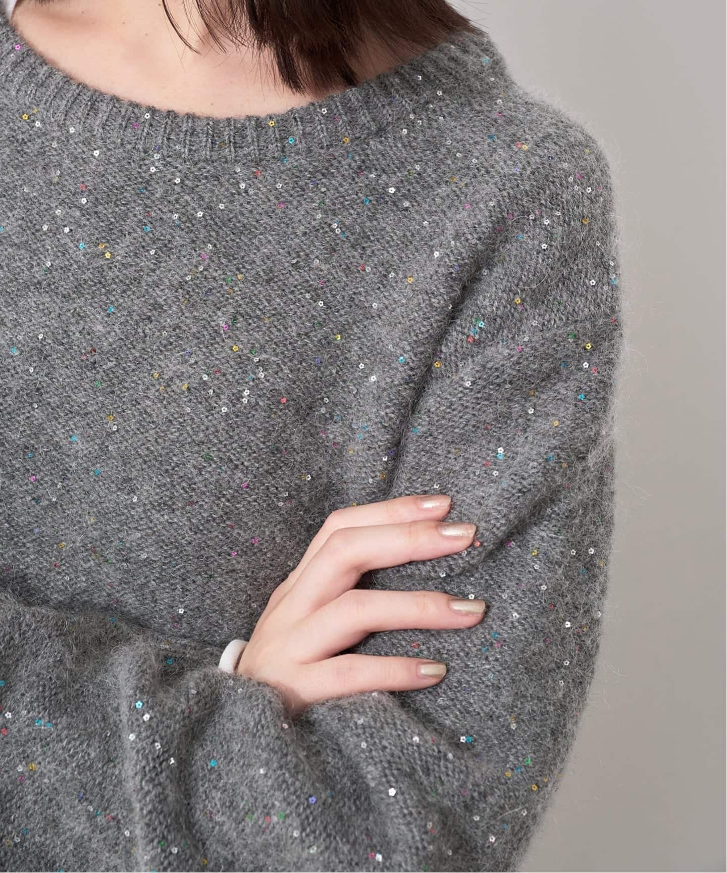 SLOBE IENA 《予約》スパンコールニット スローブ イエナ トップス ニット グレー ホワイト ブラック【送料無料】のサムネイル