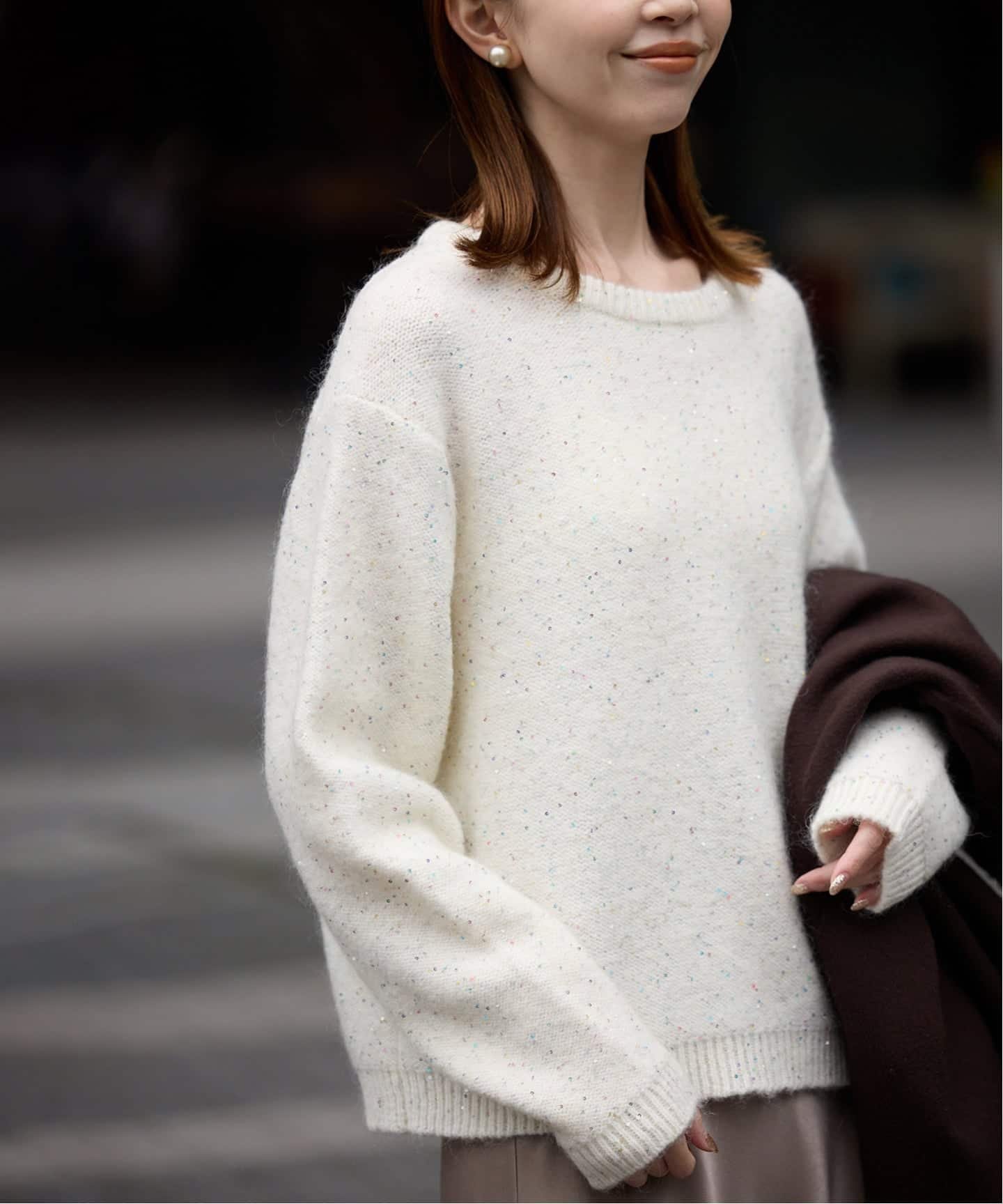 SLOBE IENA スパンコールニット スローブ イエナ トップス ニット ホワイト【送料無料】