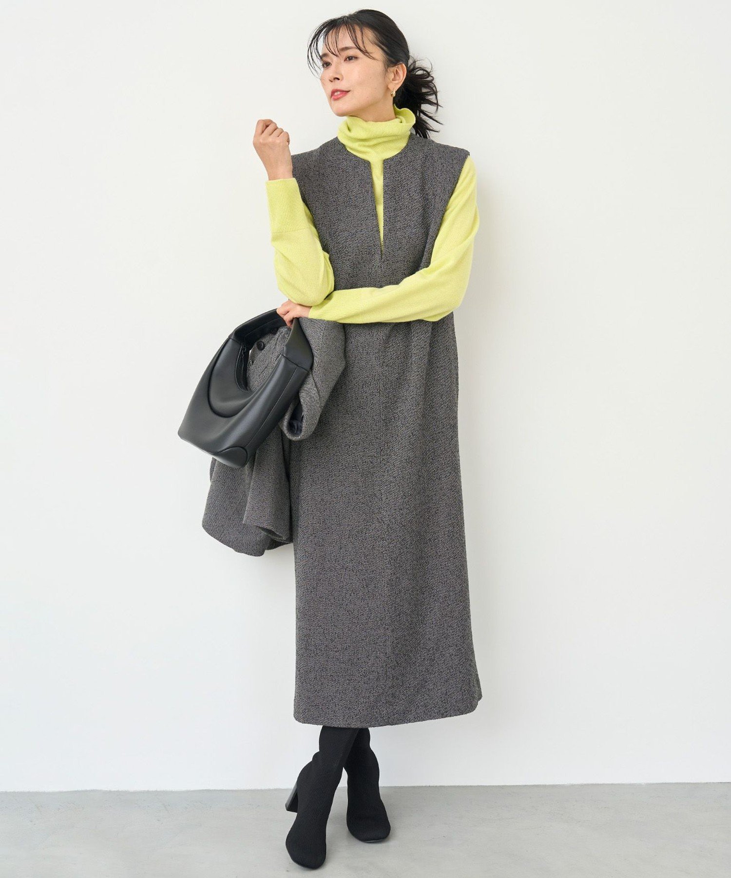 UNFILO L リングツイード ジャンスカ アンフィーロ ワンピース・ドレス ジャンパースカート ブラウン ..