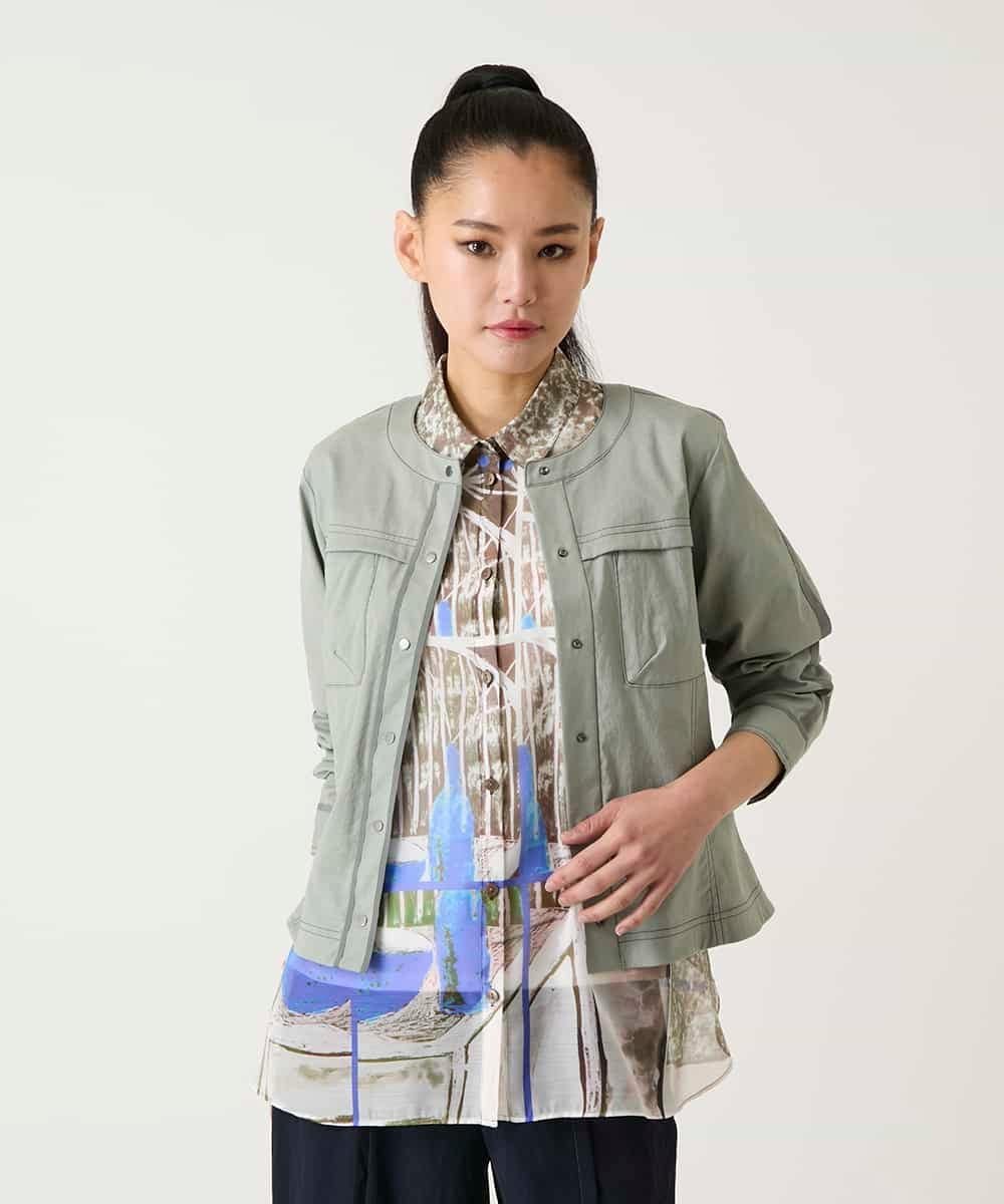 Linen, Hemp - HIROKO BIS リネンライクショートジャケット /洗濯機で洗える ヒロコ ビス ジャケット・アウター ノーカラージャケット ベージュ【送料無料】
