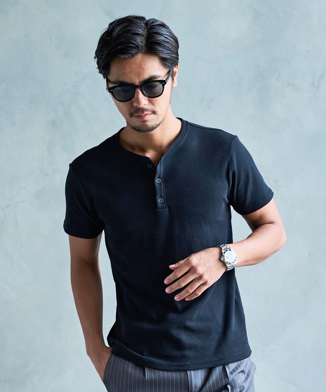 CavariA スパンテレコ半袖Tシャツ シルバーバレット トップス カットソー・Tシャツ グレー ブラック ホワイト