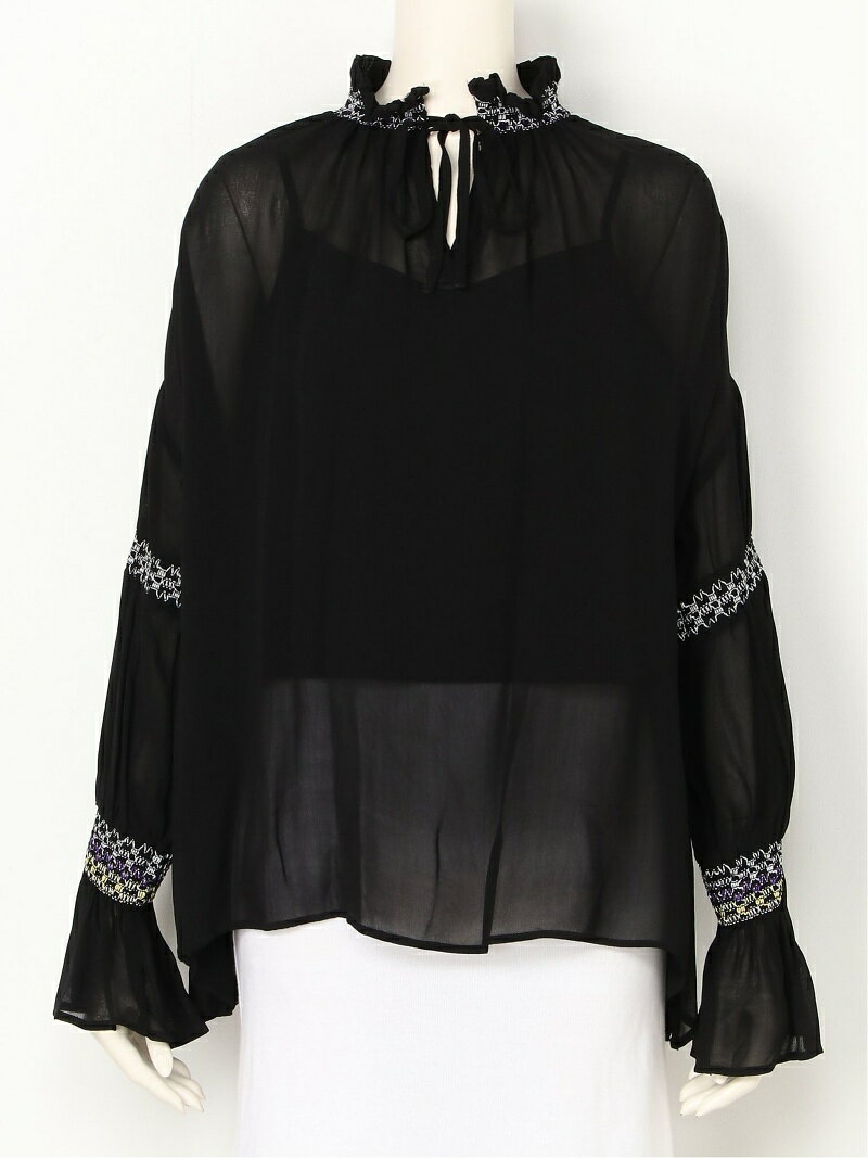 【SALE／40%OFF】FURFUR スモッキングチェックブラウス ファーファー トップス シャツ・ブラウス ブラック グリーン【送料無料】のサムネイル