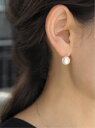 anq. anq./(W)【anq.】K10・パールOneStoneピアス クークロワッサン アクセサリー・腕時計 ピアス パープル グレー【送料無料】