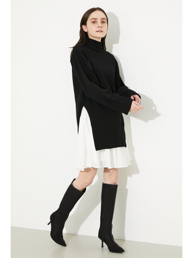 rienda HNシャツコンビKnit OP リエンダ ワンピース・ドレス ワンピース ブラック ピンク オレンジ【送料無料】のサムネイル