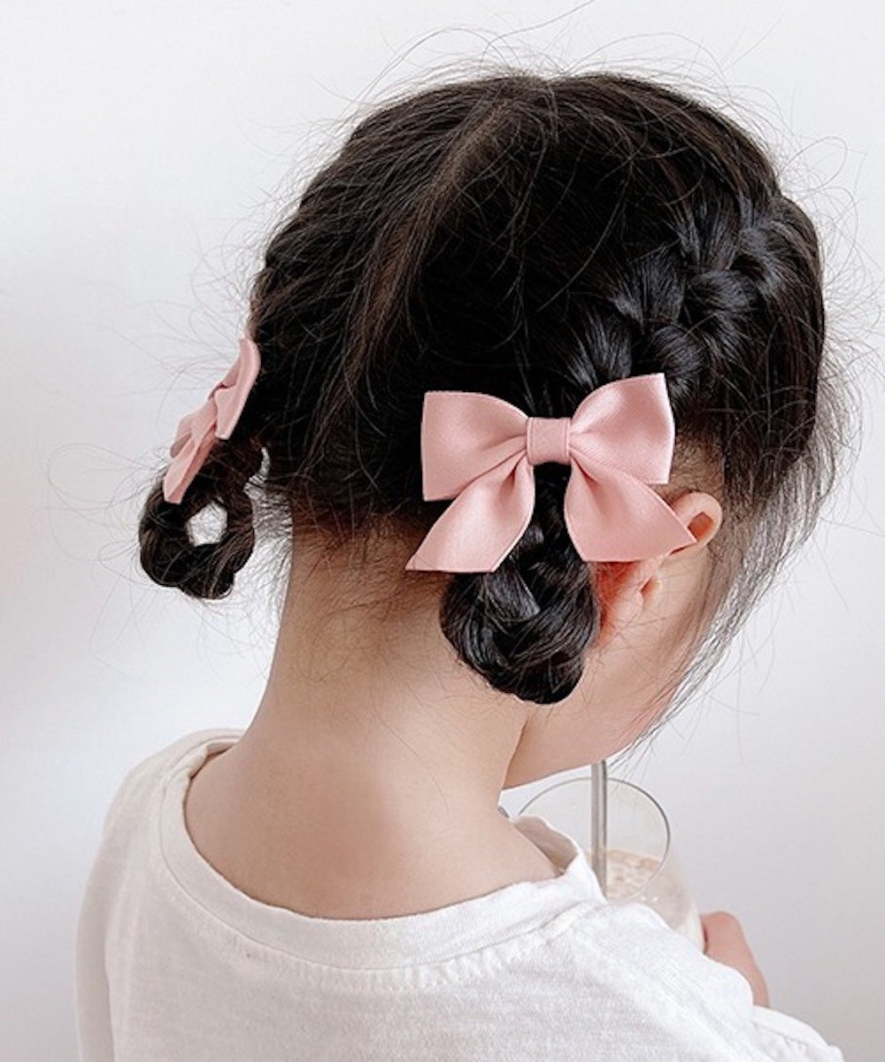 【SALE／10%OFF】Fun&Daily 2セット・キッズリボンヘアクリップ ファンアンドデイリー ヘアアクセサリー バレッタ・ヘアクリップ・ヘアピン ブラック ピンク レッド 2