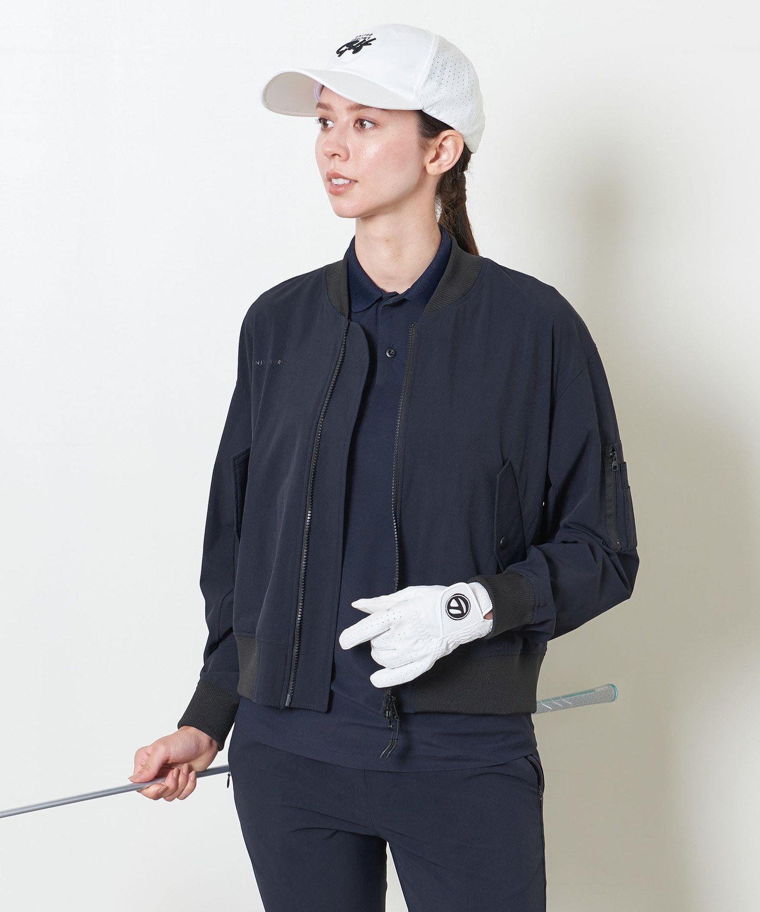 【SALE／30%OFF】UNITED ARROWS GOLF ウィメンズ 360° マスター MA-1ブルゾン -ストレッチ・はっ水- ユナイテッドアローズ アウトレット スポーツ・アウトドア用品 ゴルフグッズ ネイビー【送料無料】